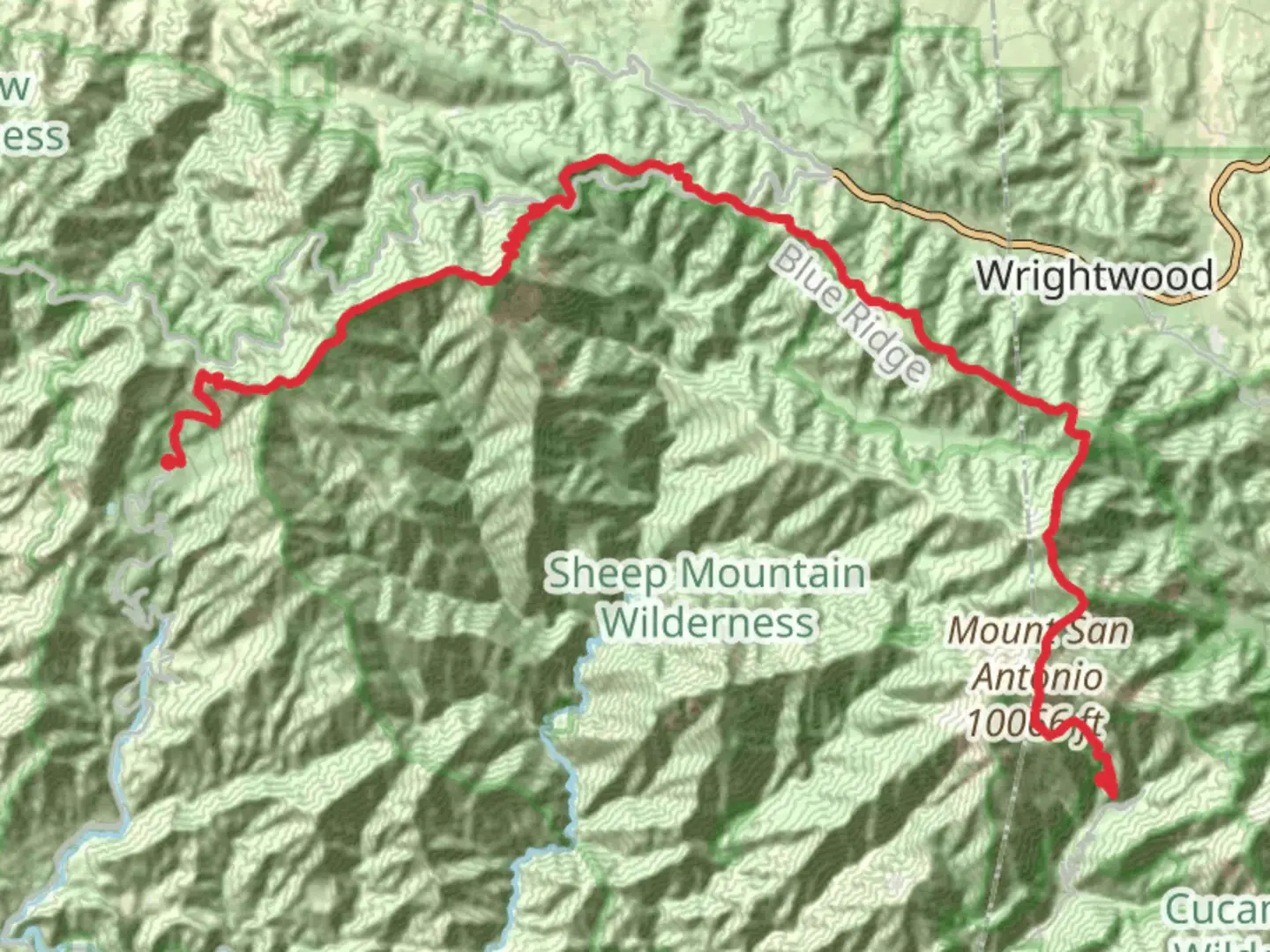 An image depicting the trail Baldy Bowl, Mount San Antonio and Windy Gap Trail and its surrounding area.
