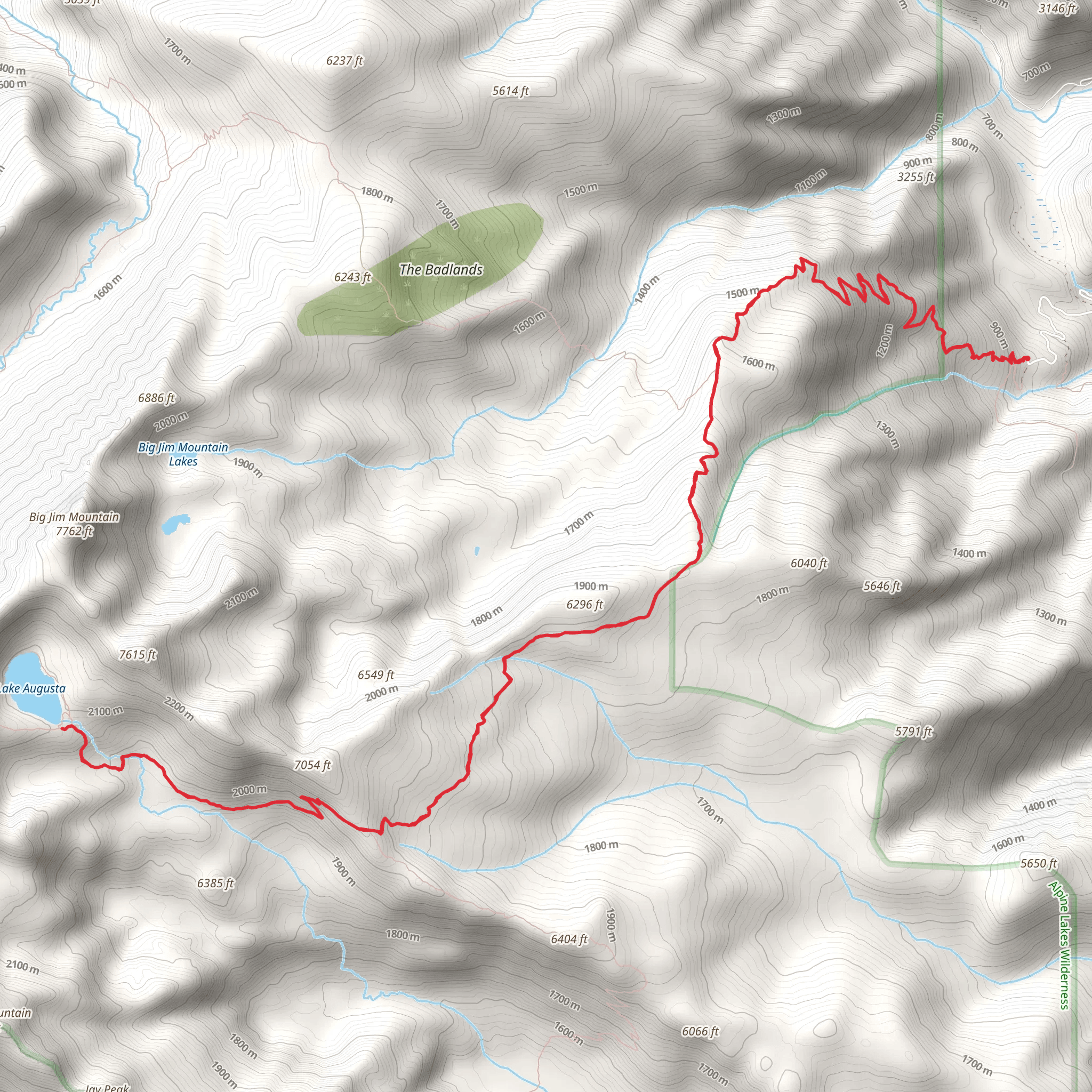 Lake Augusta via Icicle Ridge Trail mobile static map