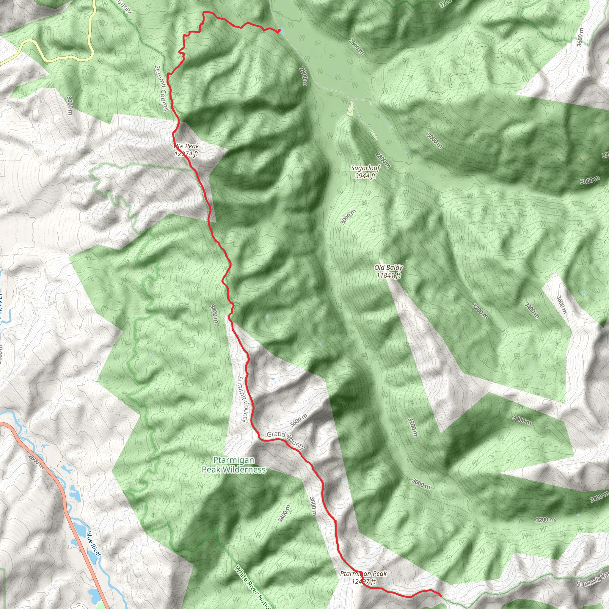 Ute Peak Trail mobile static map