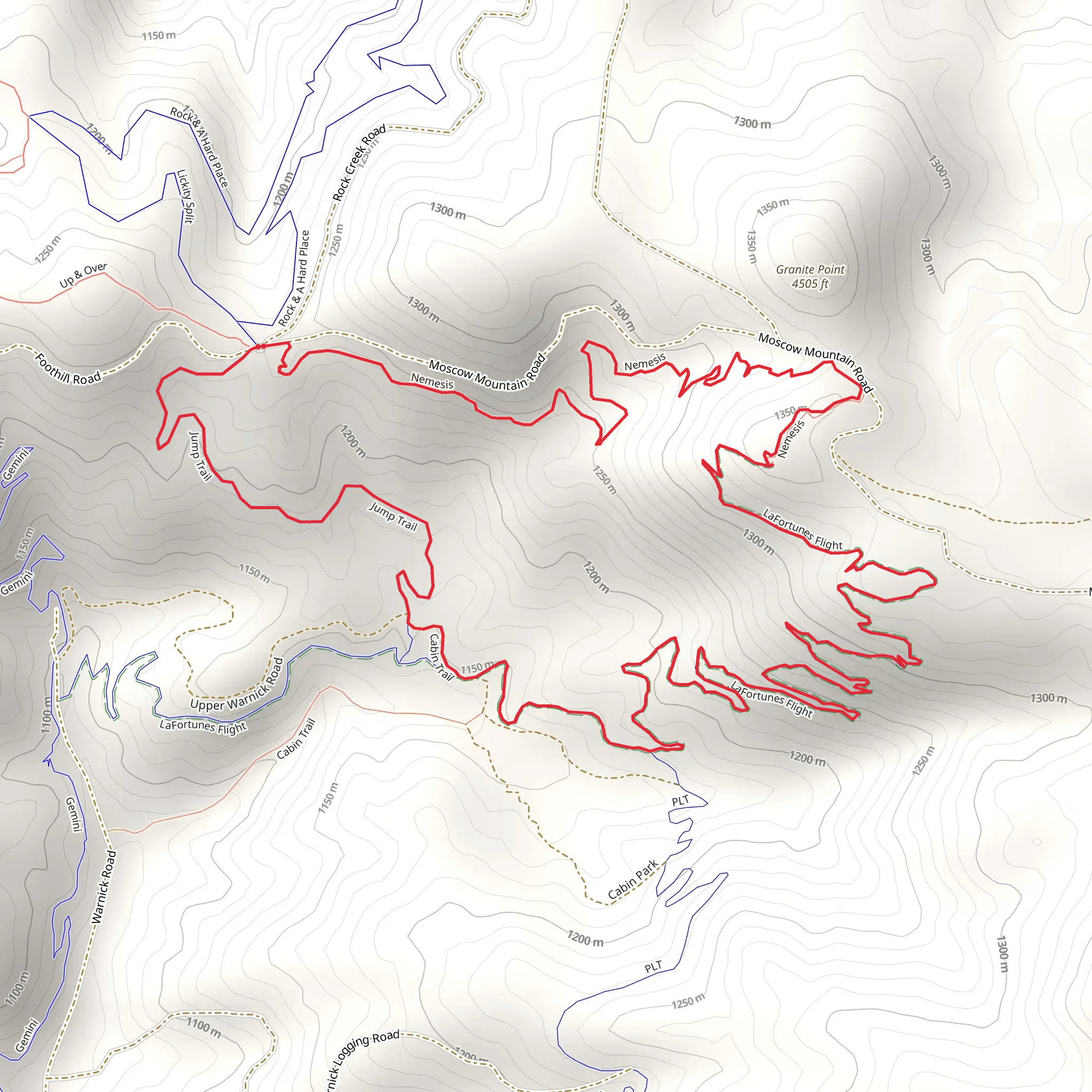 Nemesis, LaFortunes Flight and Jump Loop Trail mobile static map