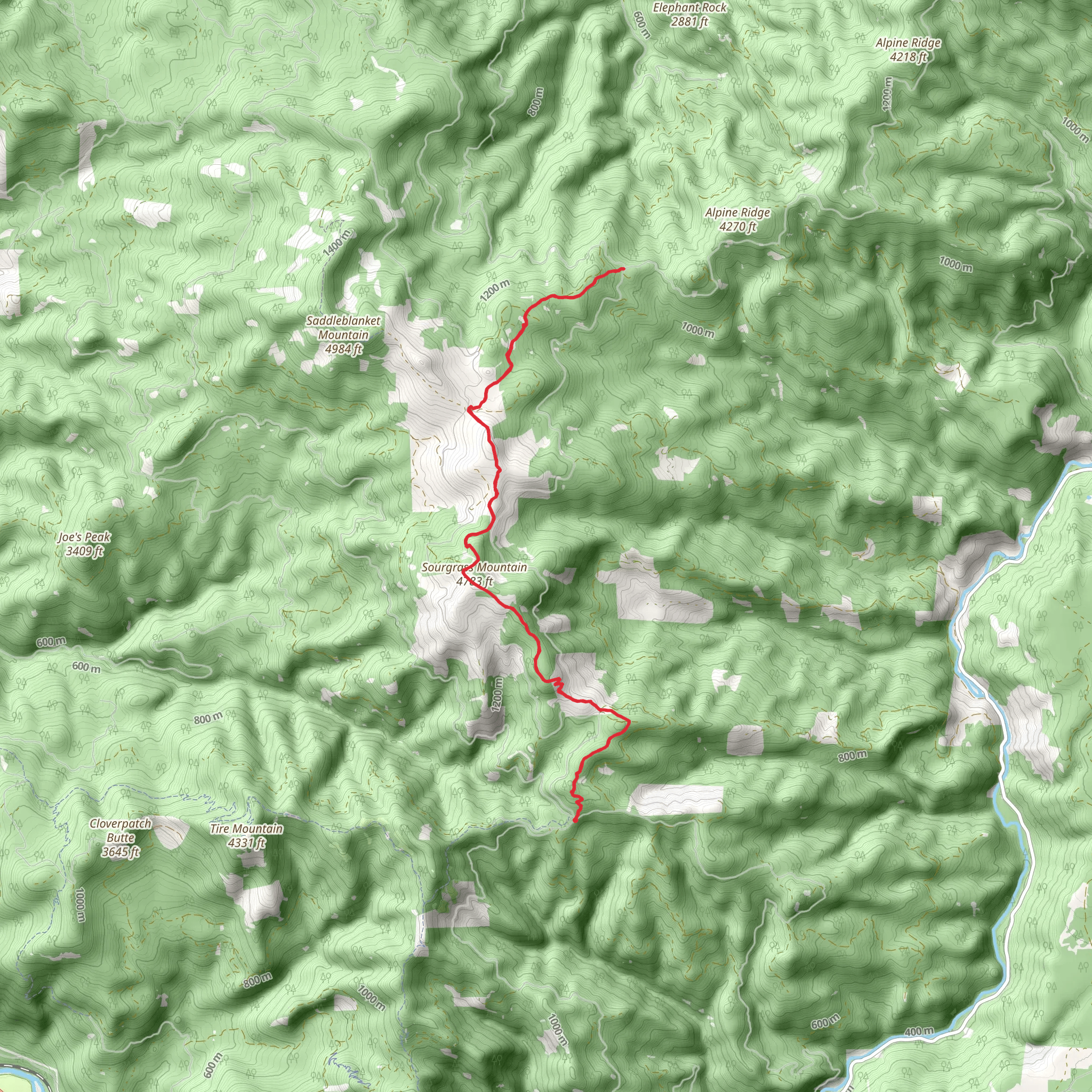 Alpine Trail from Windy Pass mobile static map