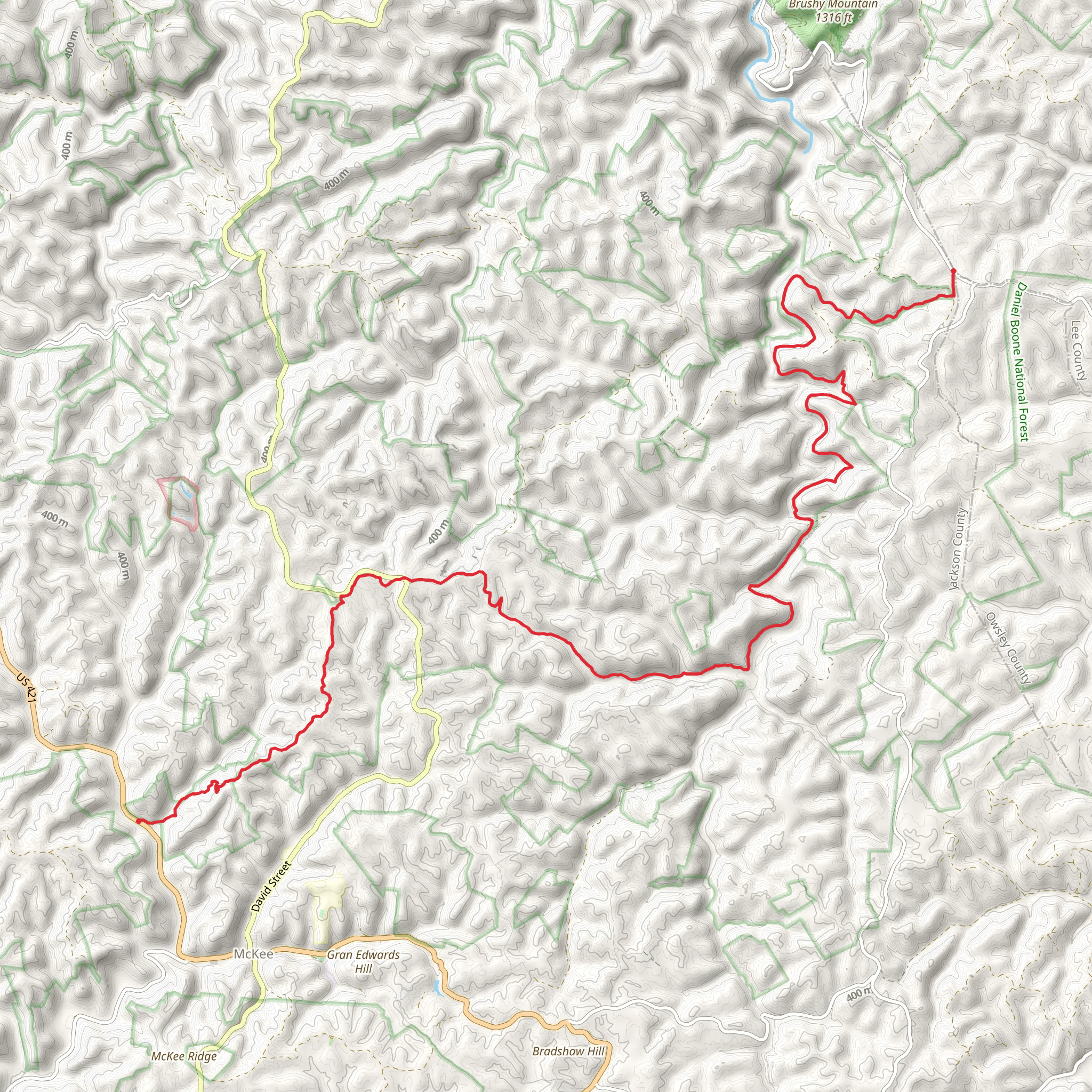 Sheltowee Trace - Old Orchard Cemetery Road Point to Point mobile static map