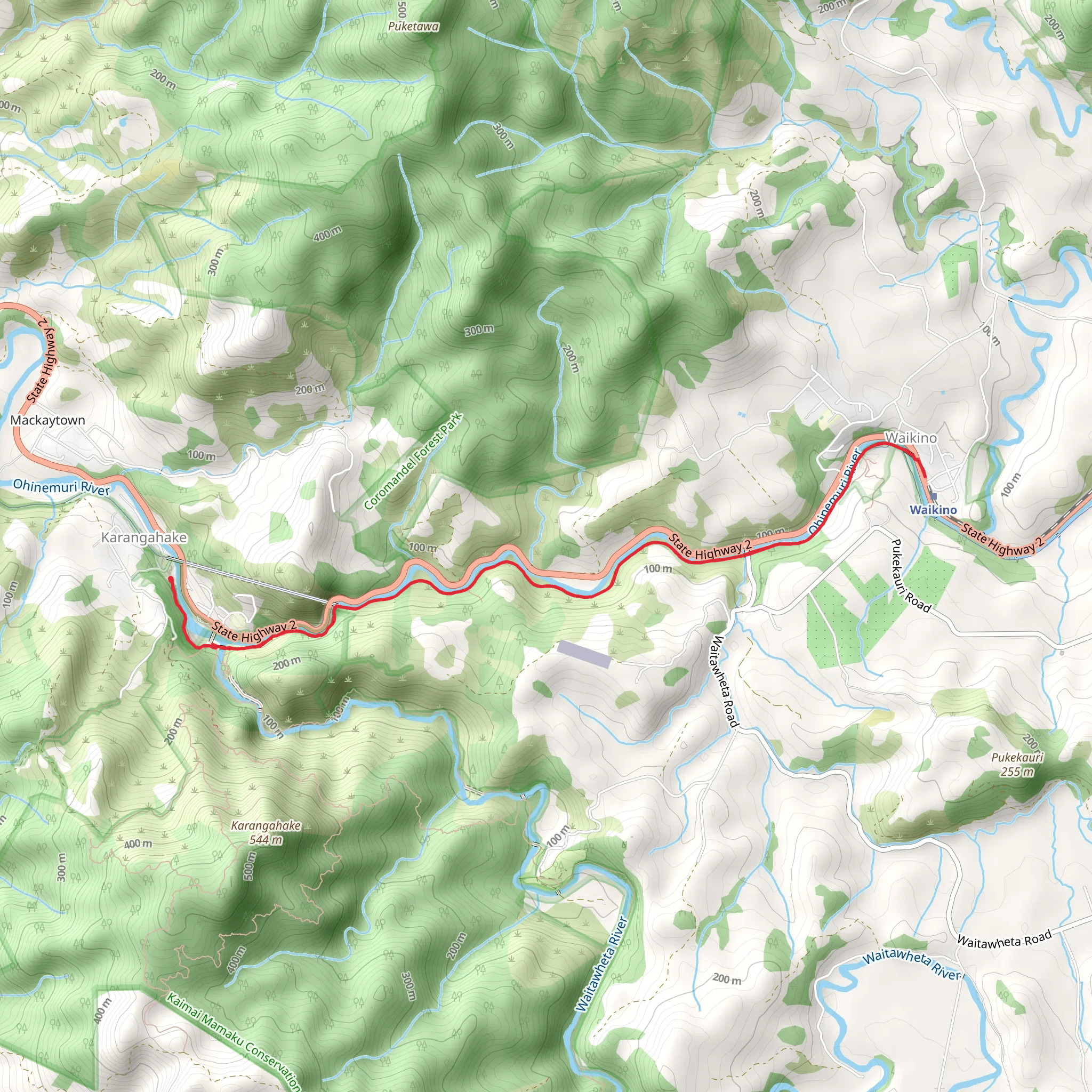 Karangahake Track Karan to Waikino mobile static map