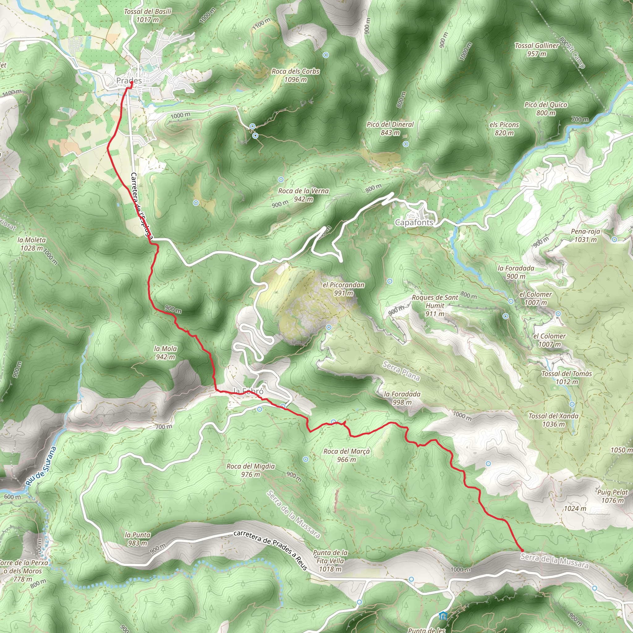 Sierra de la Musara - Prades PR C 6 mobile static map