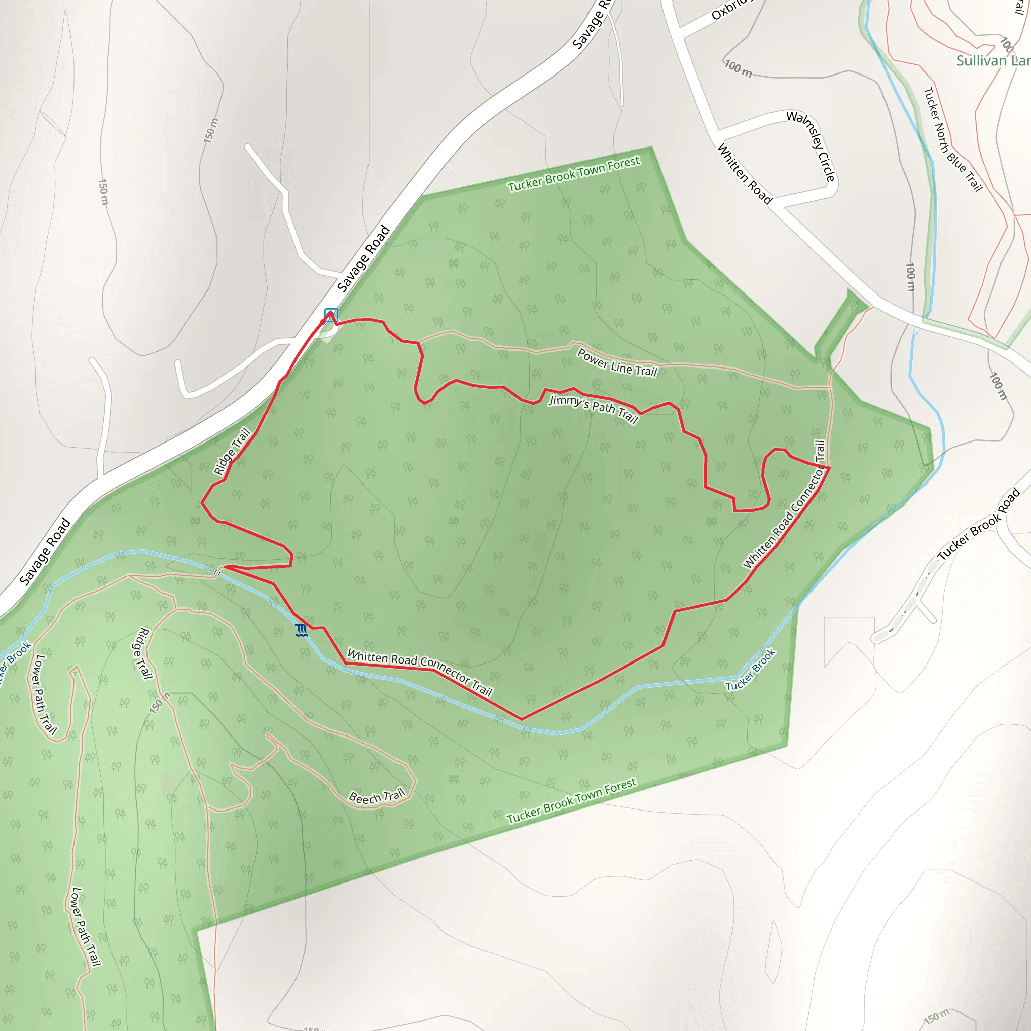 Tucker Brook via Ridge Trail mobile static map