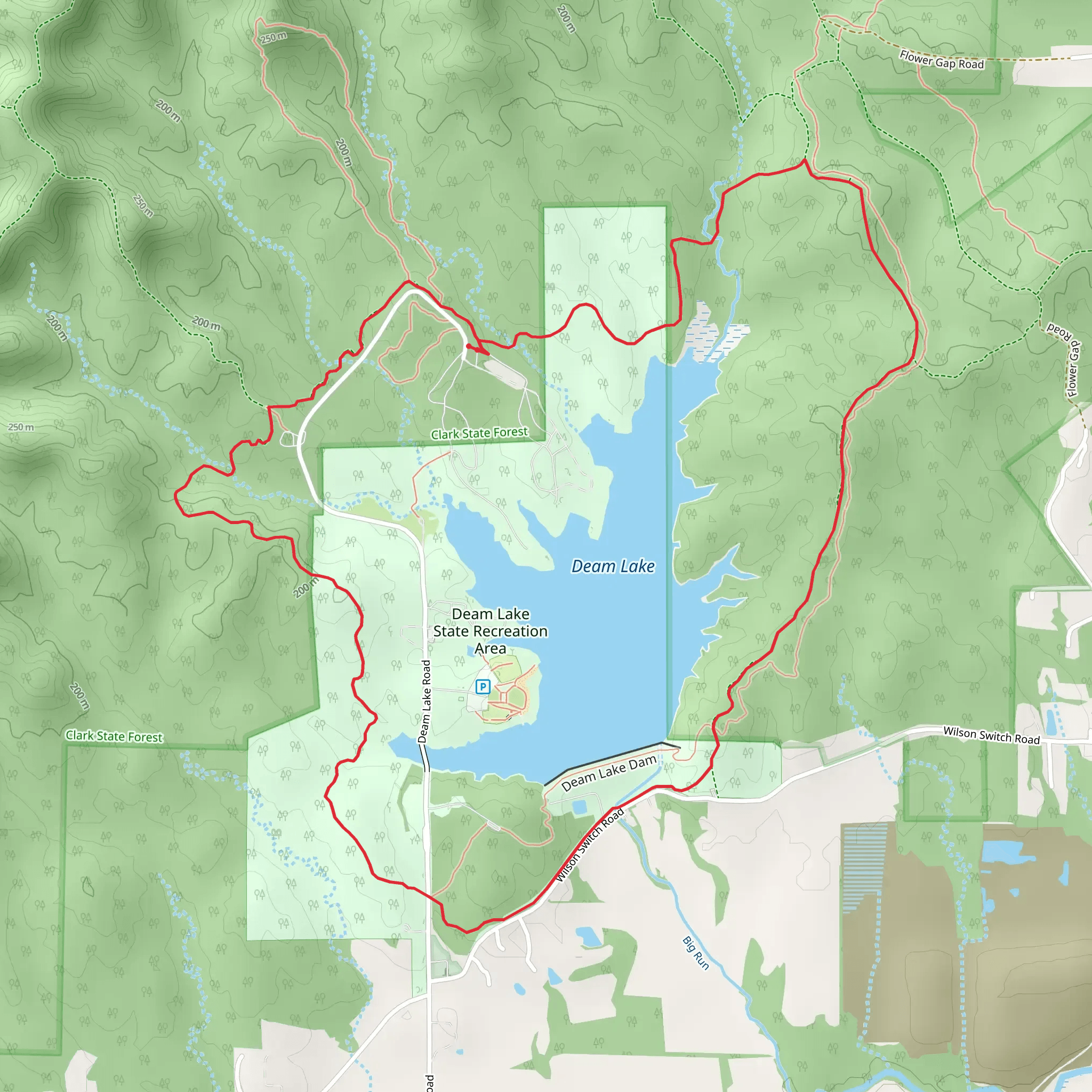 Deam Lake via Trail 3 mobile static map
