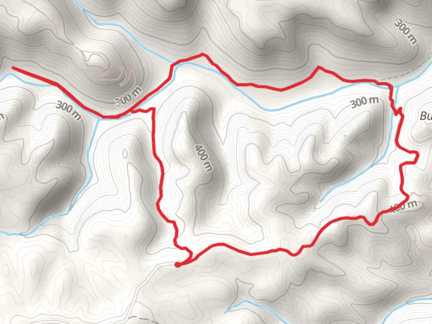An image depicting the trail Maude's Crack Trail, John Muir Trail and Ranse Boyatt Trail and its surrounding area.
