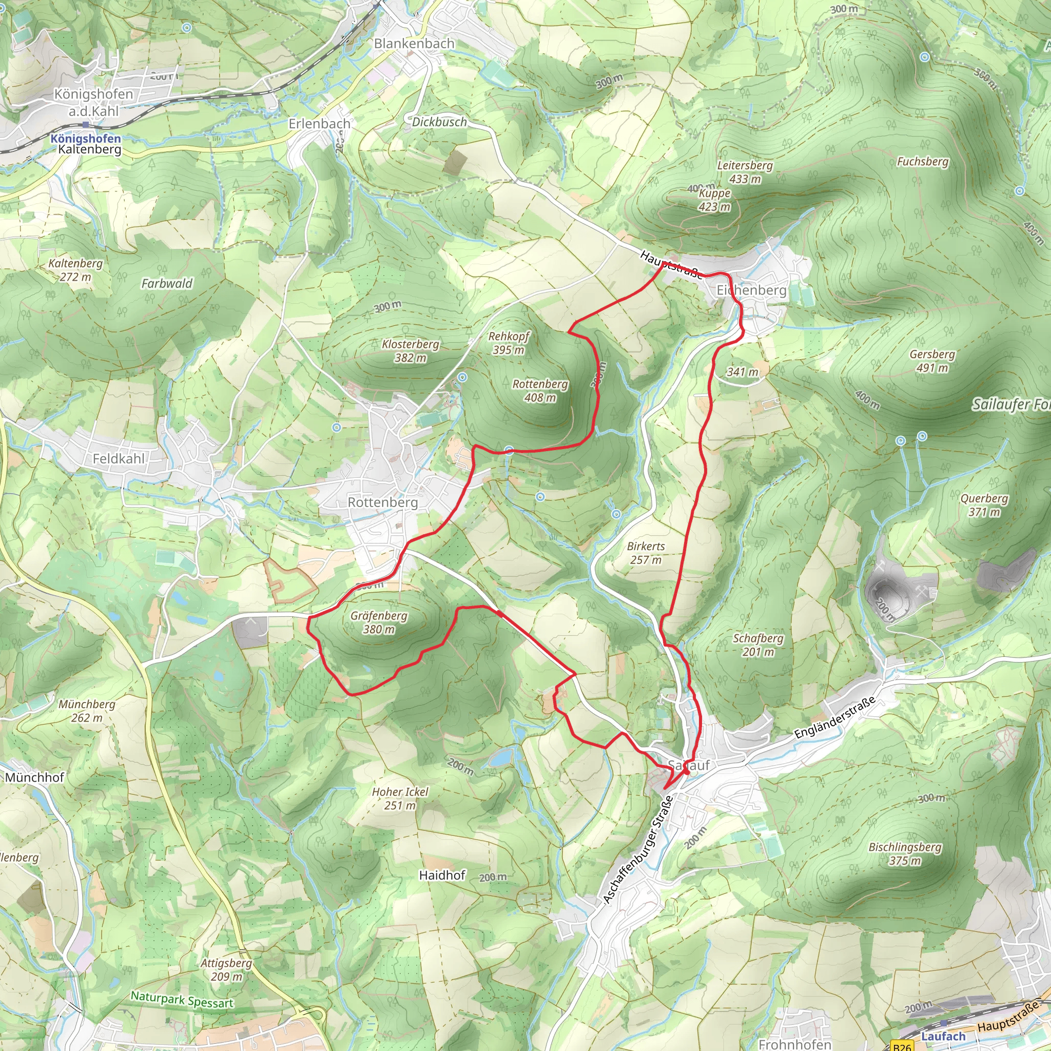 Kulturweg Sailauf Rundwanderweg mobile static map