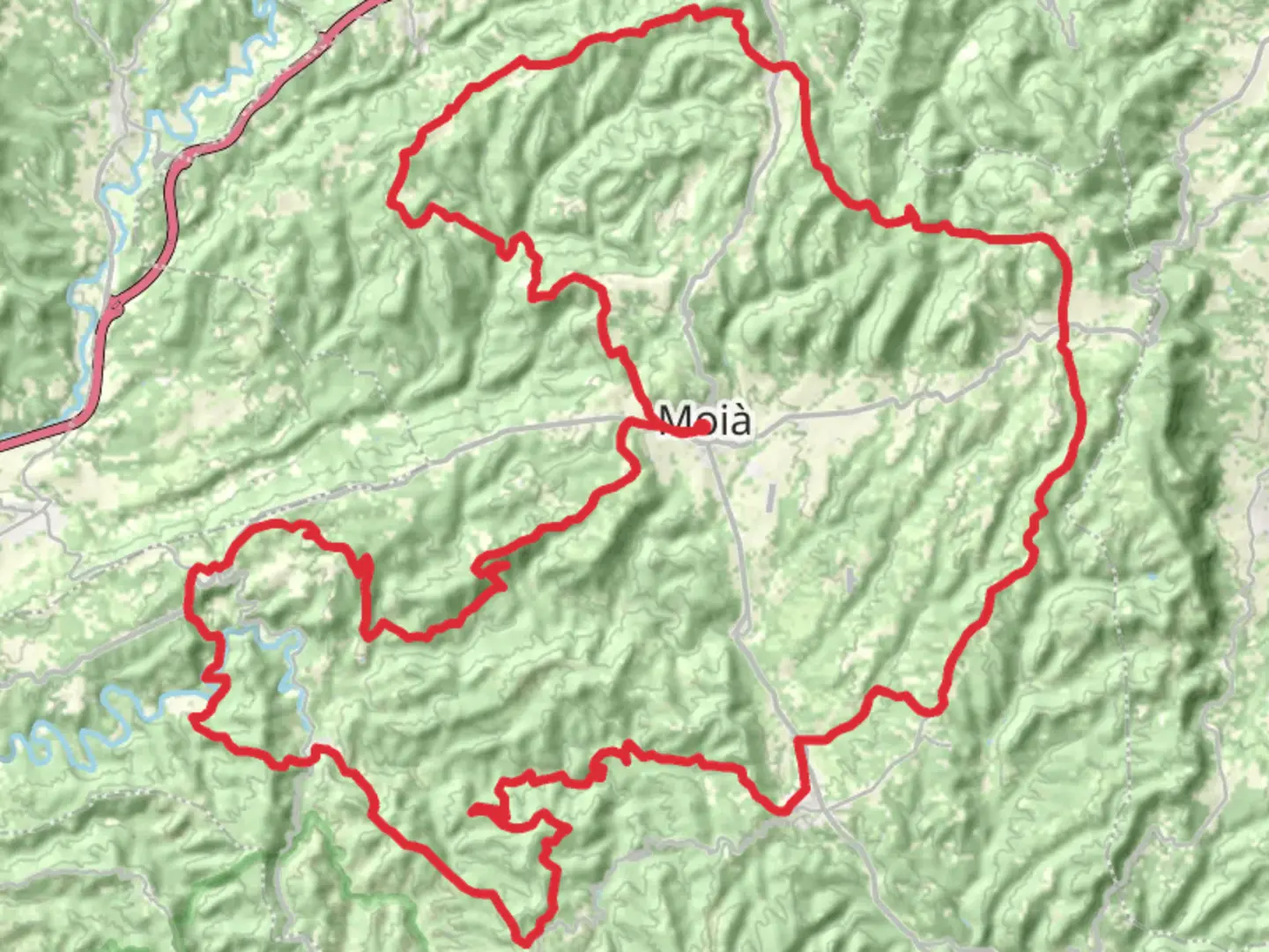 An image depicting the trail GR 177 Ruta Circular del Moianes and its surrounding area.