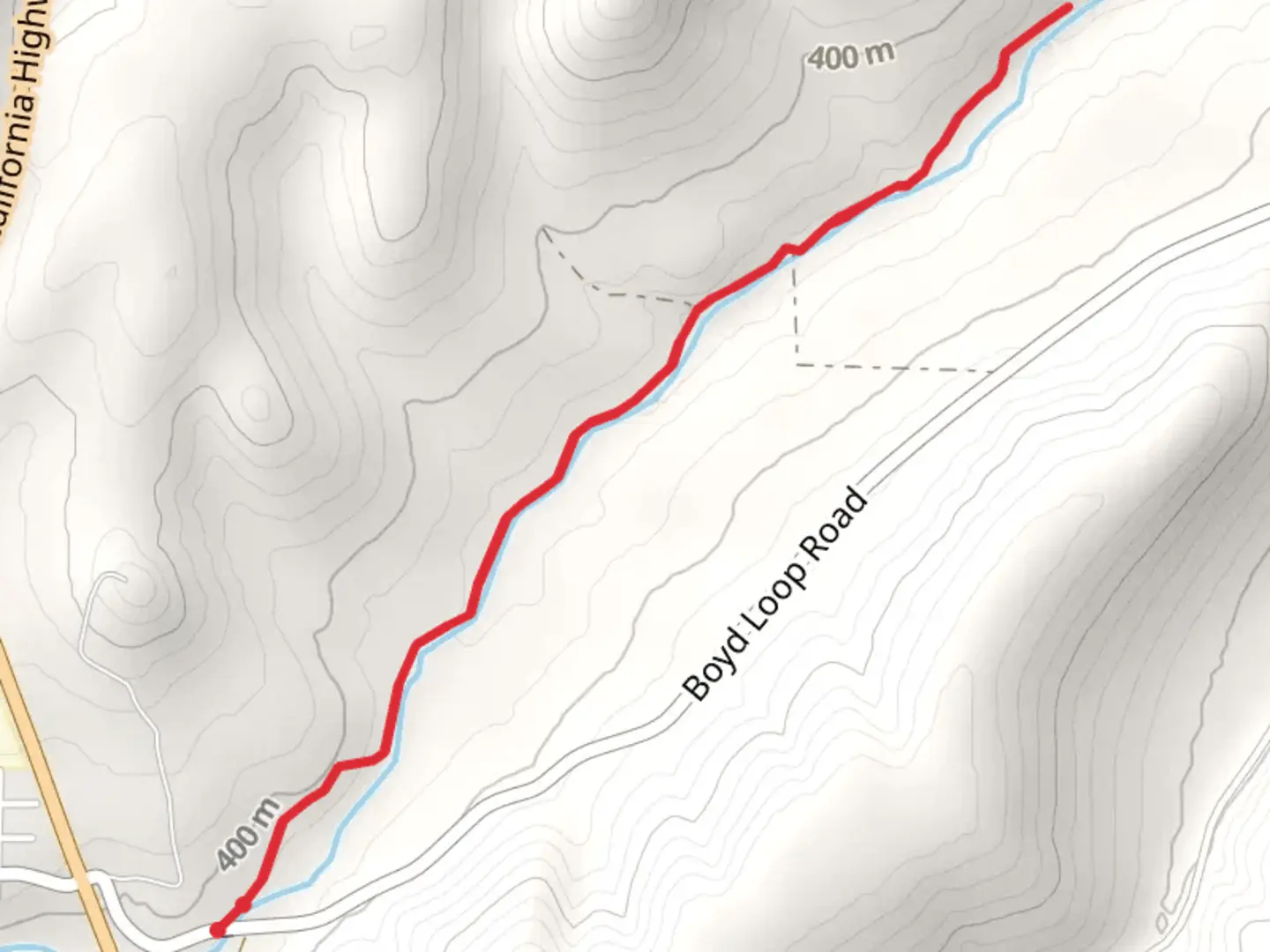An image depicting the trail Fifteenmile Creek from Boyd Road and its surrounding area.