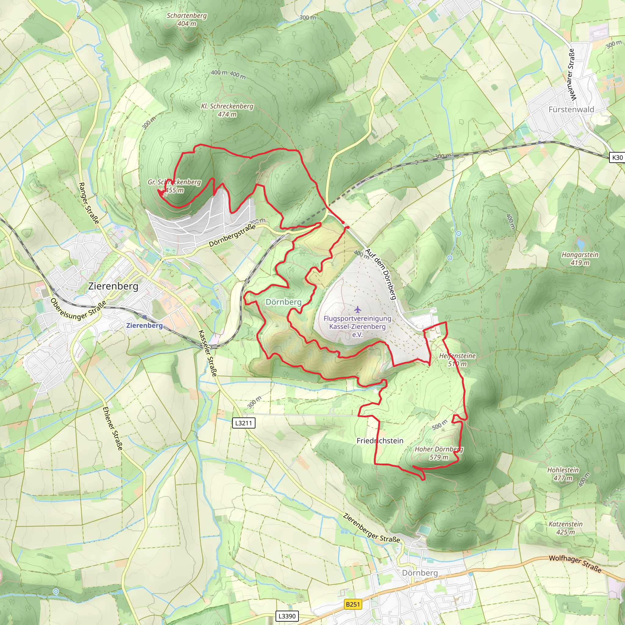 Helfenstein and Grober Schreckenberg Loop mobile static map