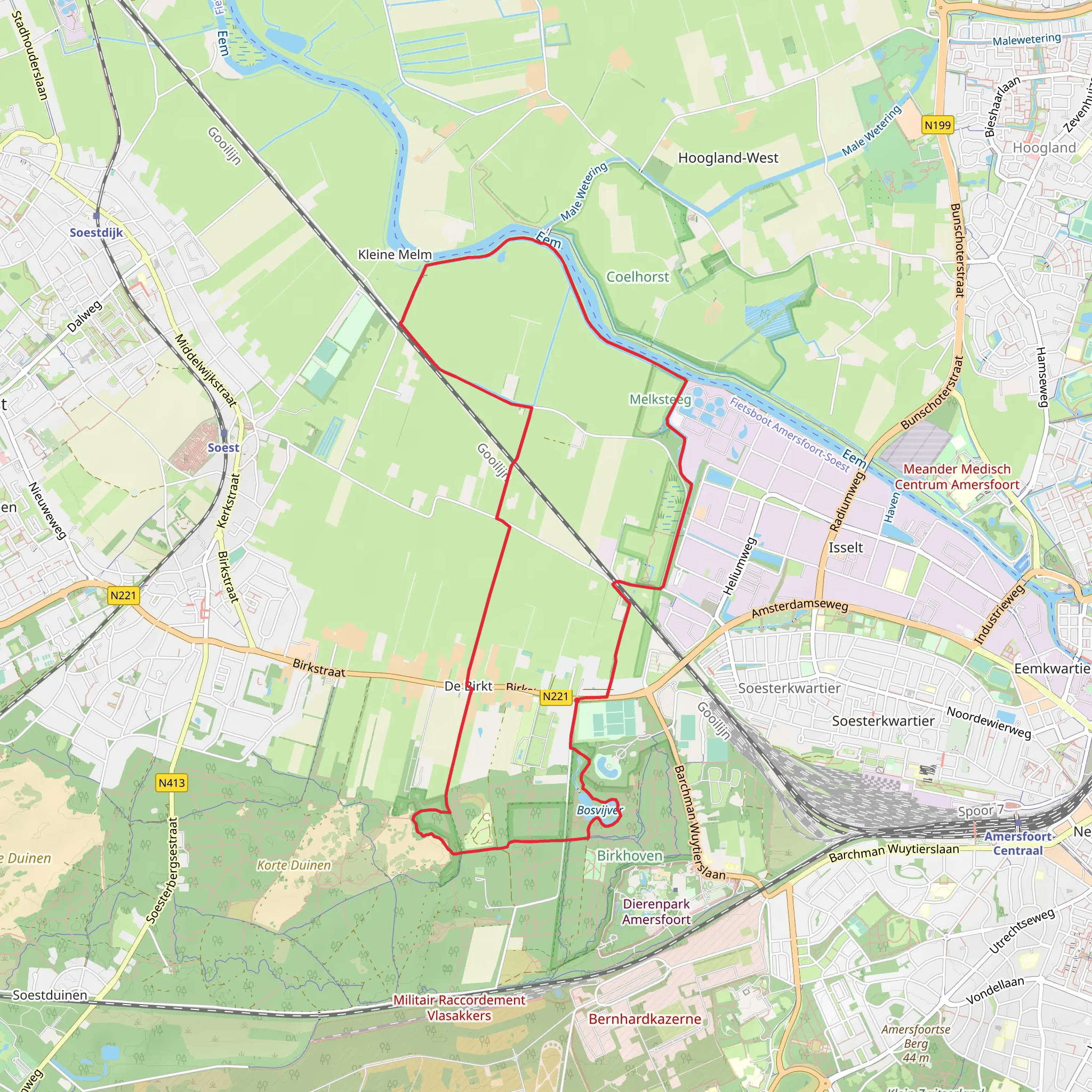 Bosvijver, Eem and Monnikenbosch Loop mobile static map