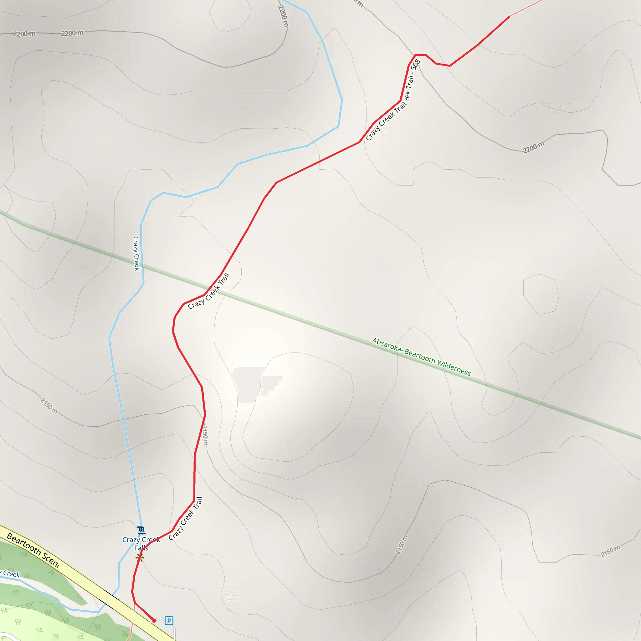 Crazy Creek Trail Out and Back mobile static map