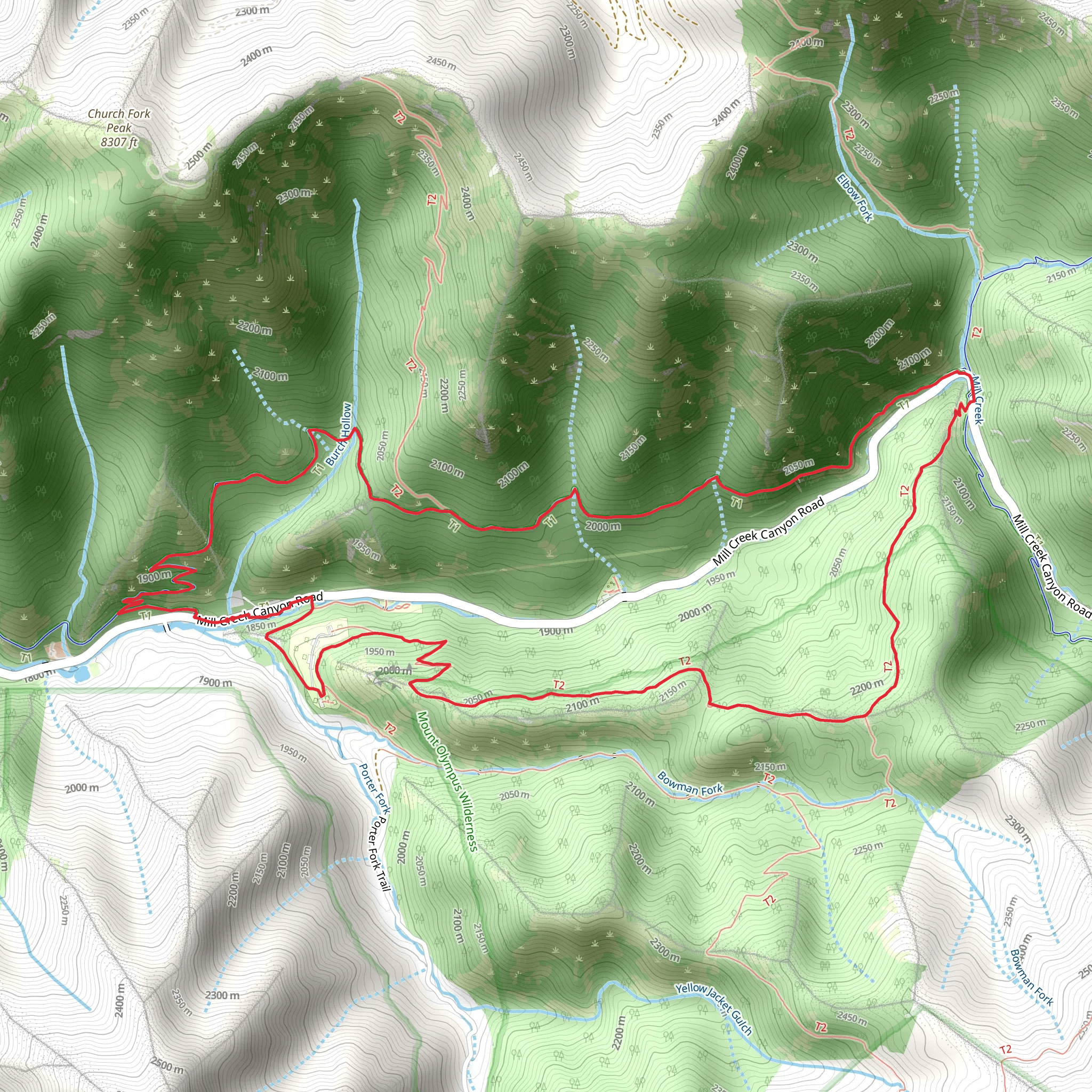 Terrace Elbow Fork trail and Pipeline Trail mobile static map