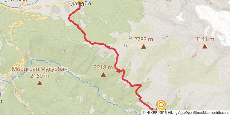 Mestia to Ushguli stage 2 Map