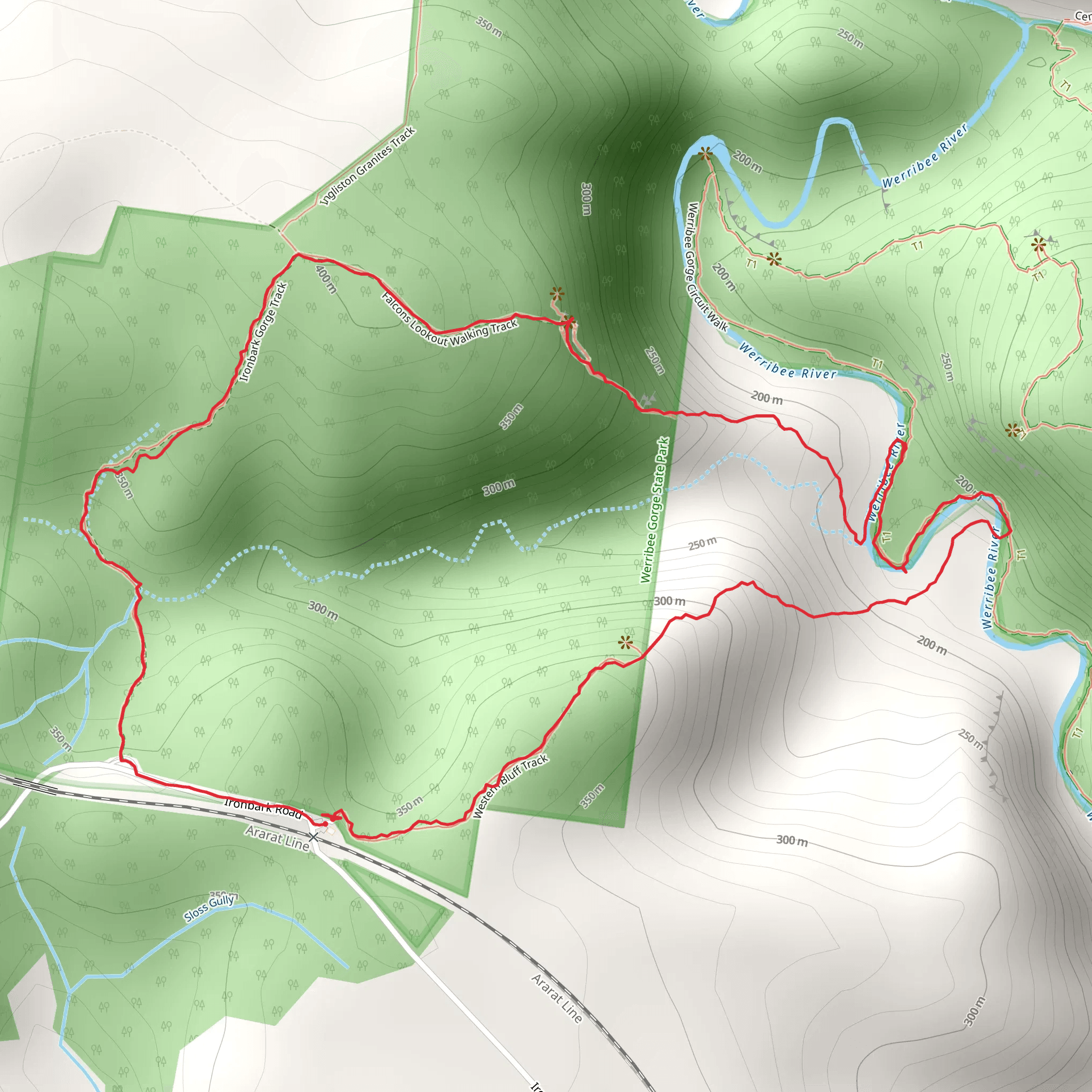 Western Bluff and Falcons Lookout Trail mobile static map