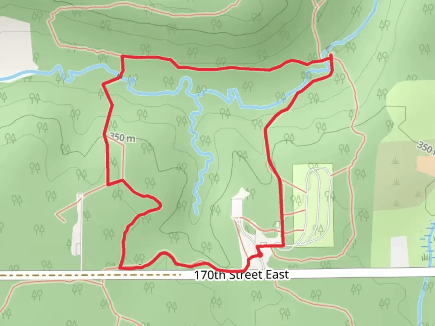 An image depicting the trail Prairie Creek Loop and its surrounding area.