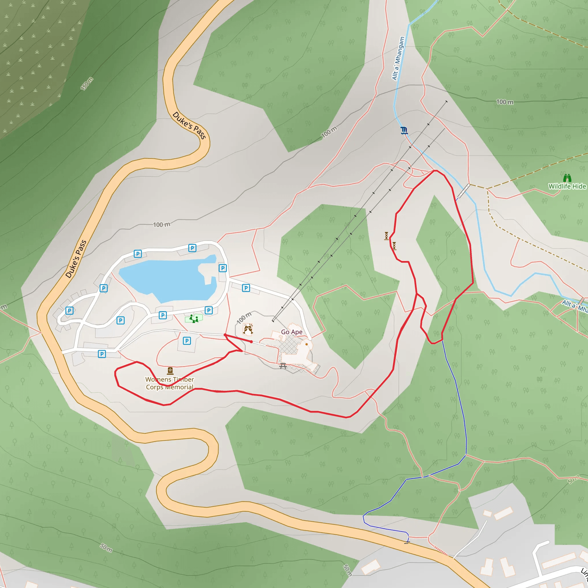 Queen Elizabeth Forest Waterfall Loop Trail mobile static map