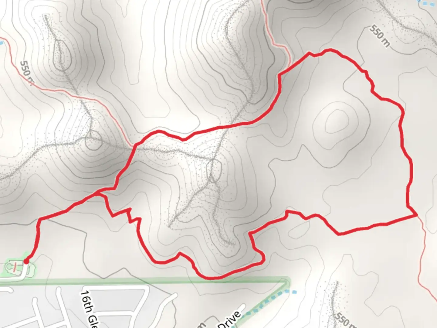 An image depicting the trail Hawk's Nest and Desert Tortoise and Dixie Mountain Loop Trail and its surrounding area.