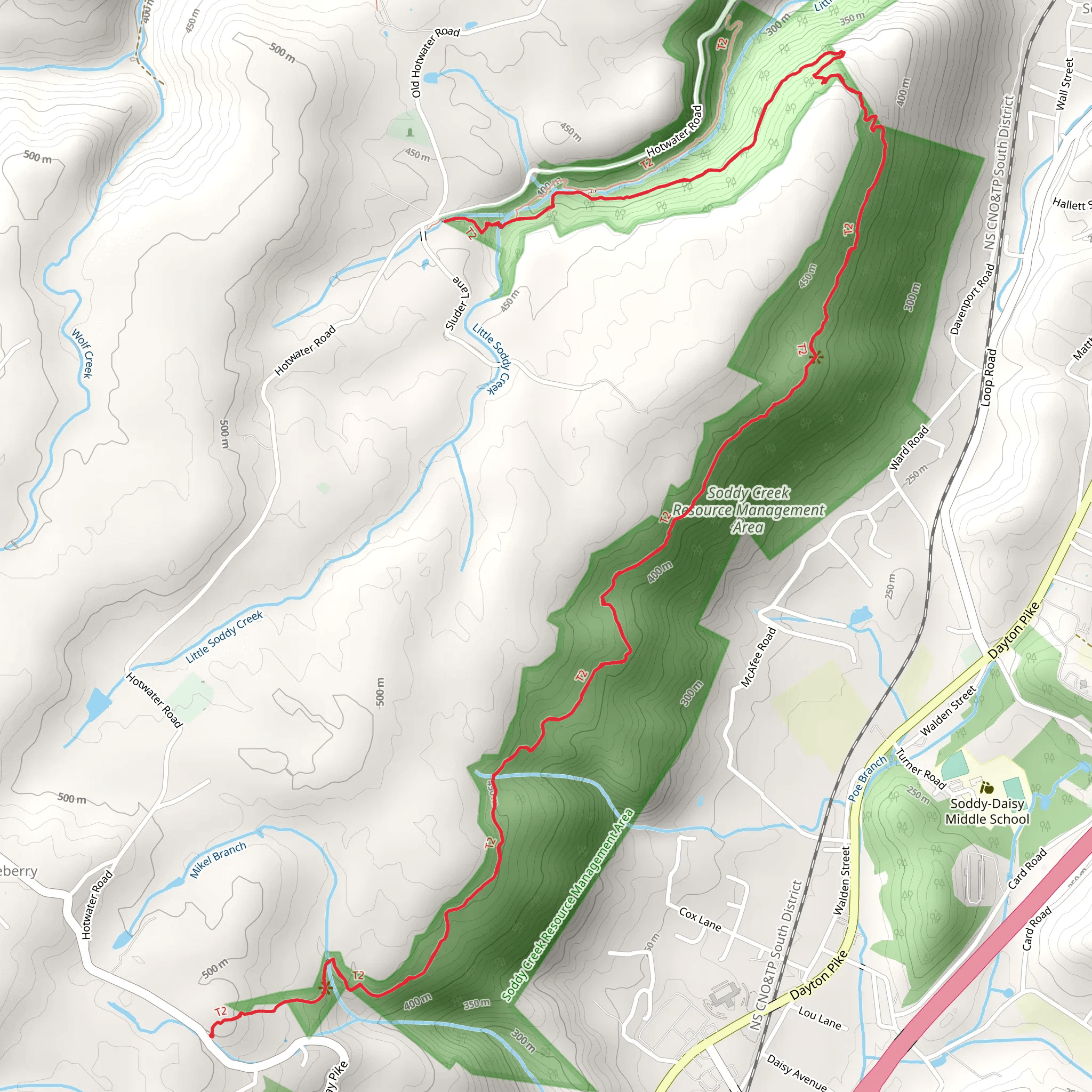 Soddy Creek Gorge Trail - South mobile static map