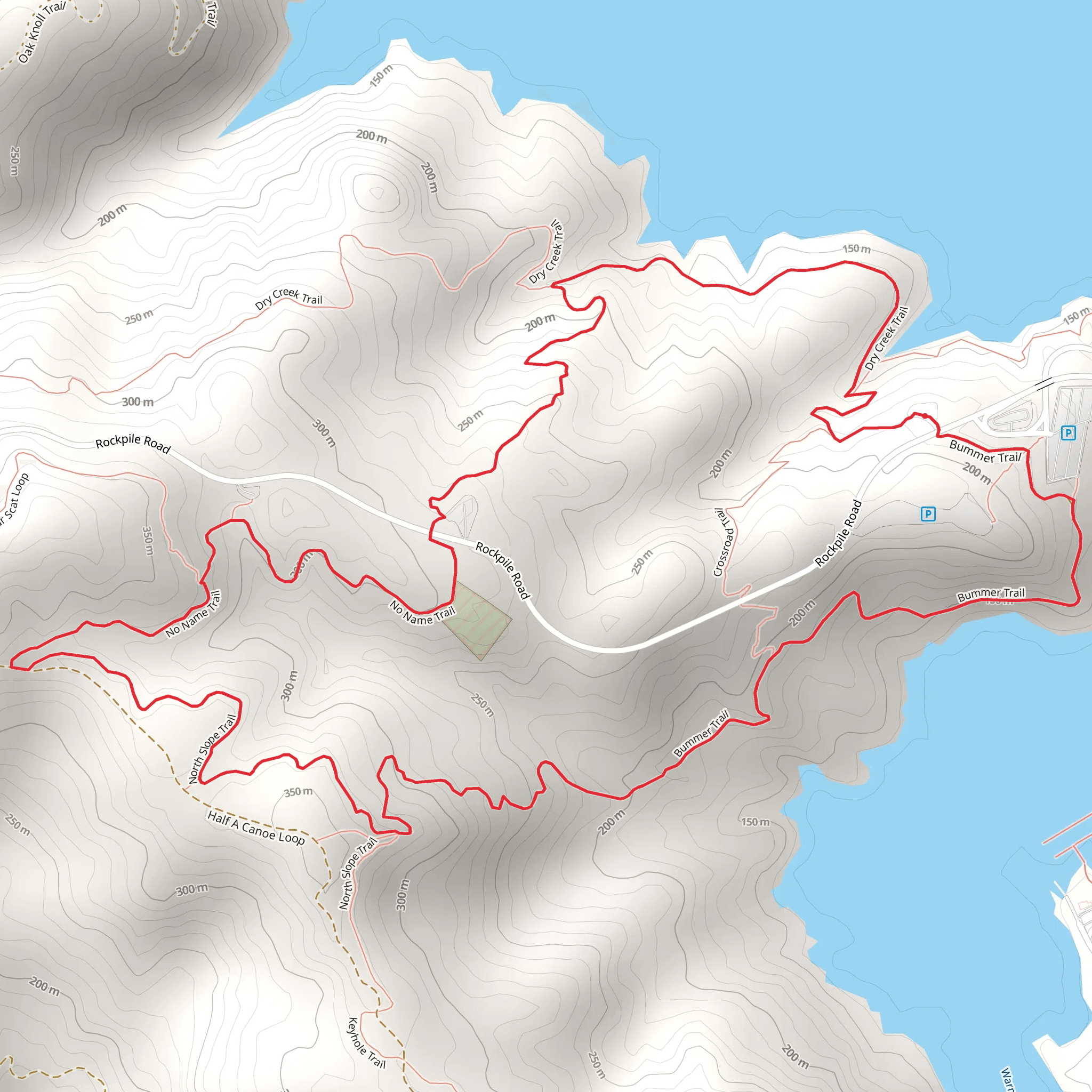 Dry Creek Trail, No Name Trail and Bummer Trail Loop mobile static map