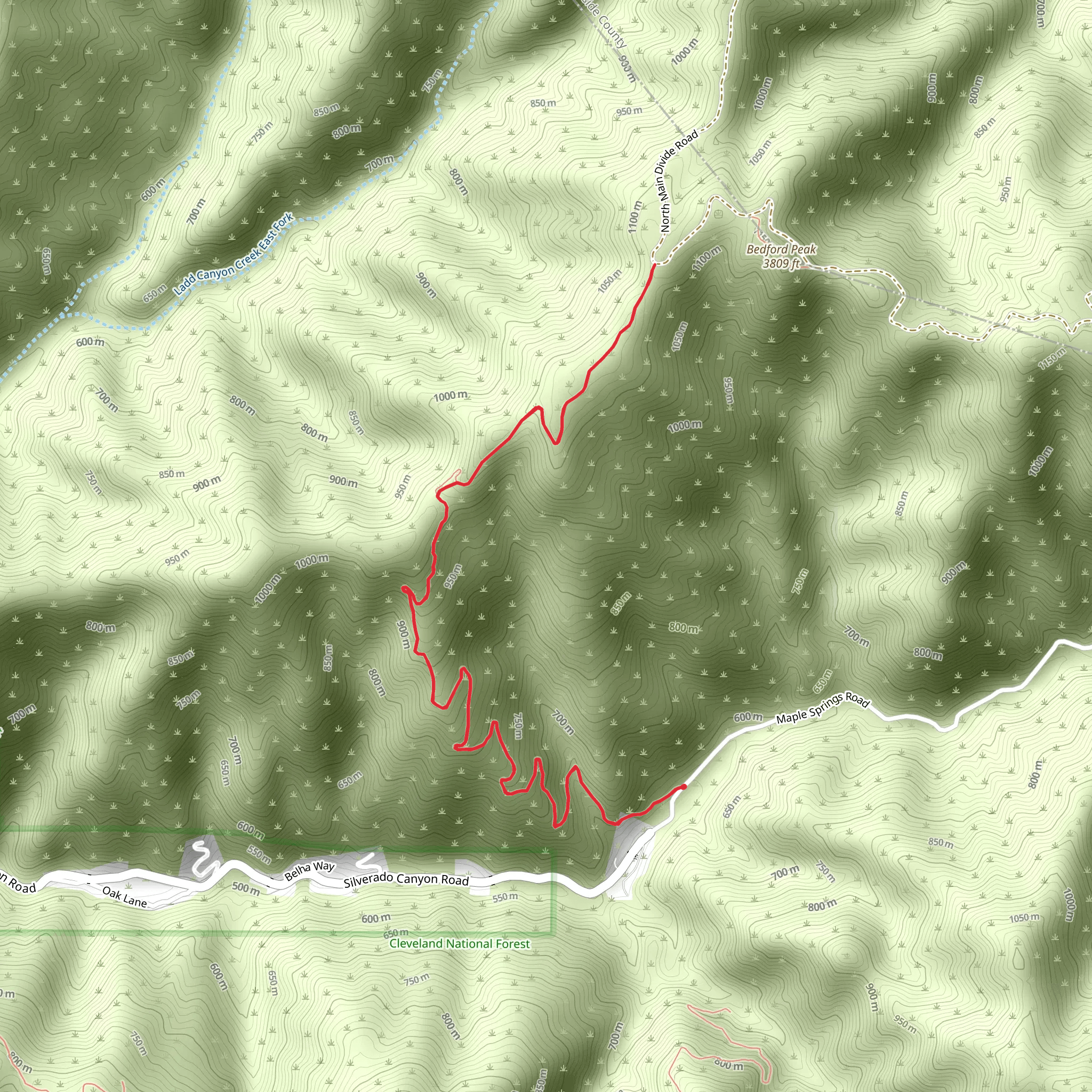 Silverado Canyon Trail mobile static map