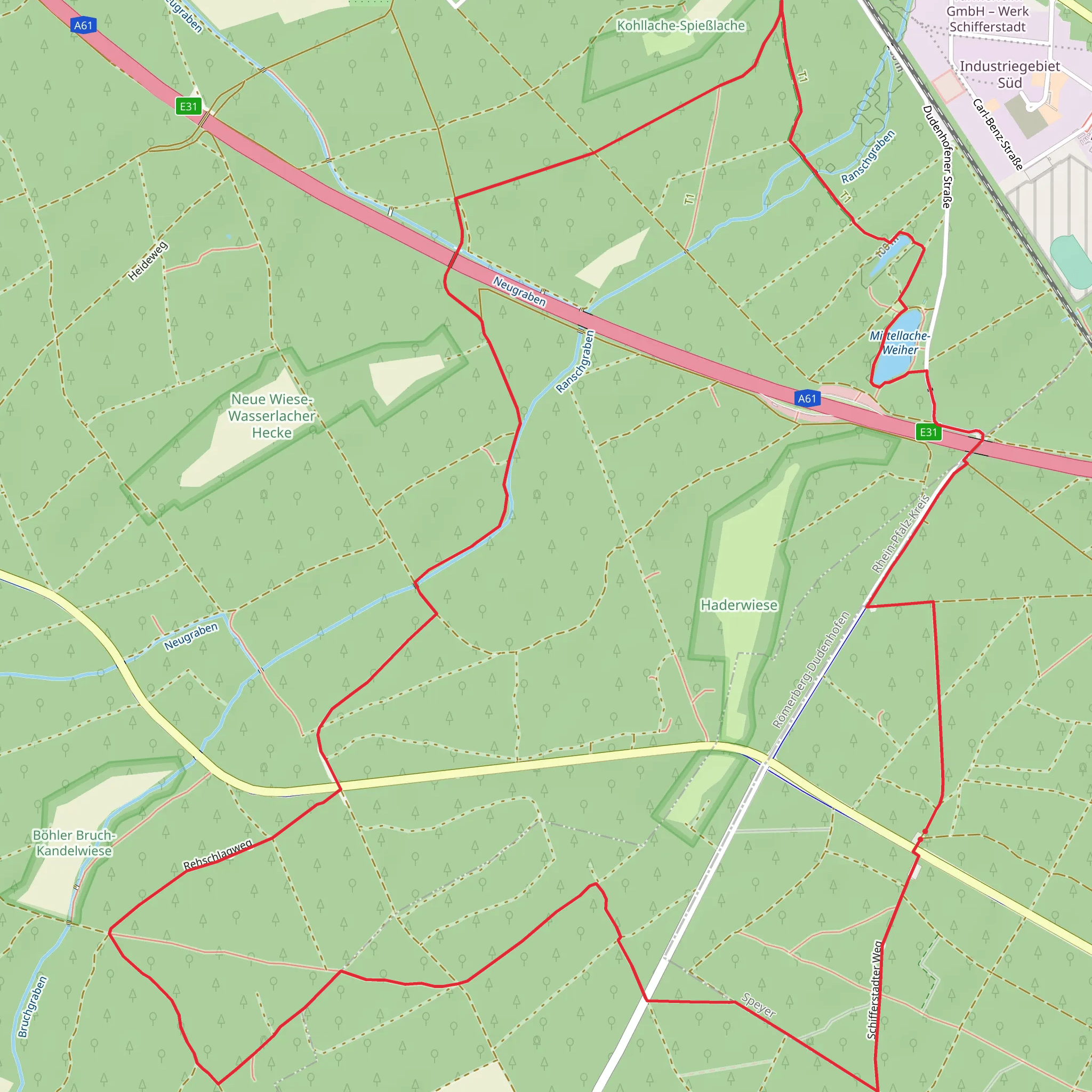 Mittellache Weiher via Schifferstadter Weg and Rehschlagweg mobile static map
