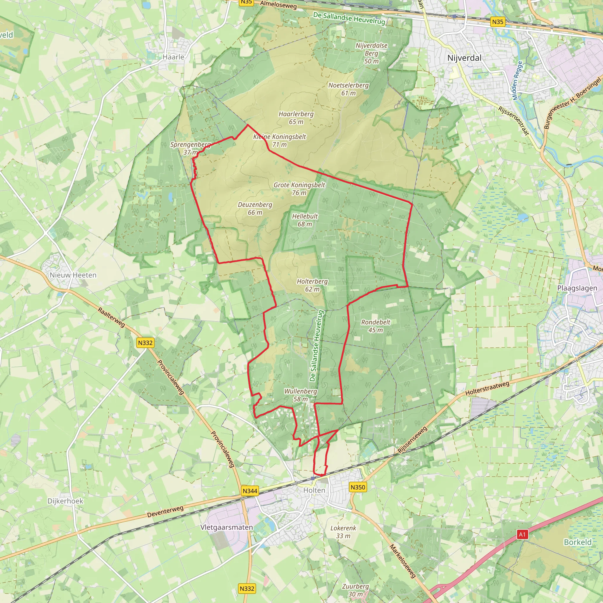 Wullenberg, Sprengenberg and De Dieken Loop mobile static map