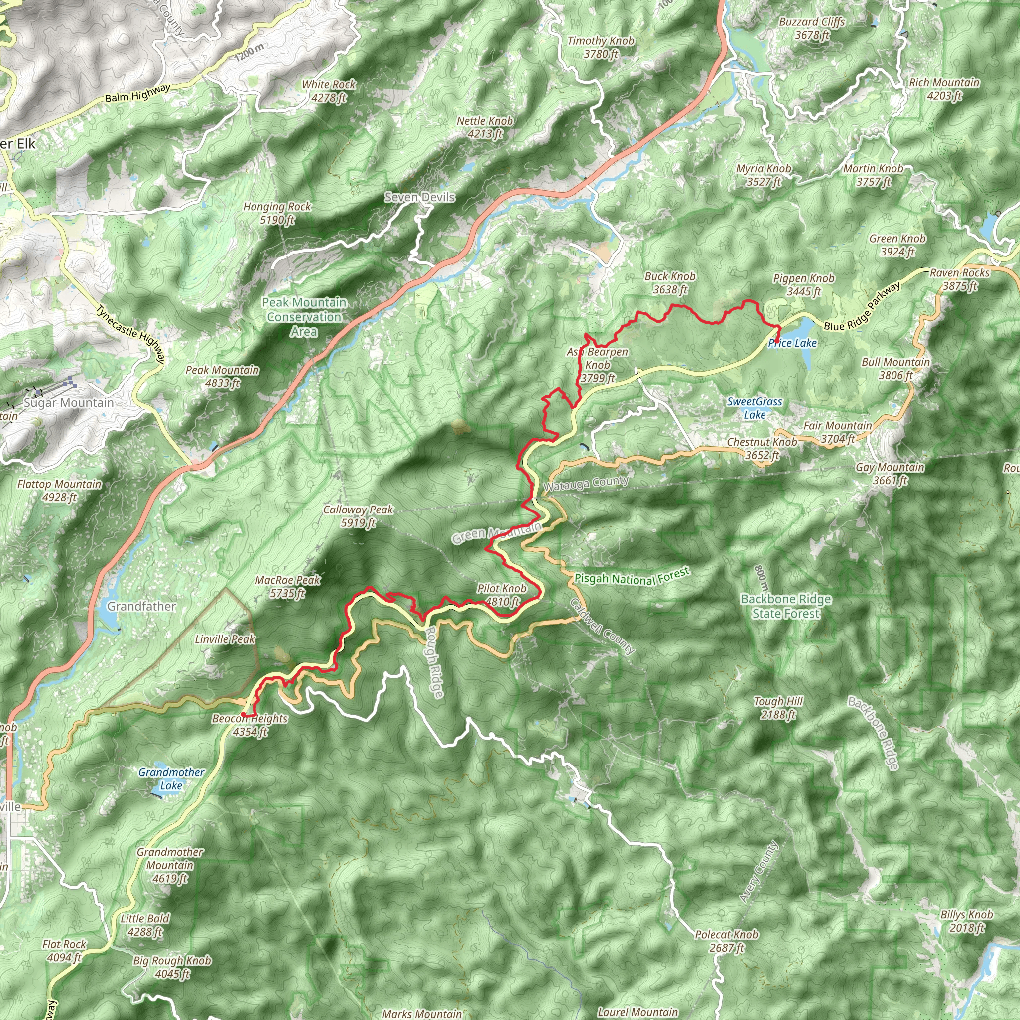 Tanawha Trail - Price Park mobile static map