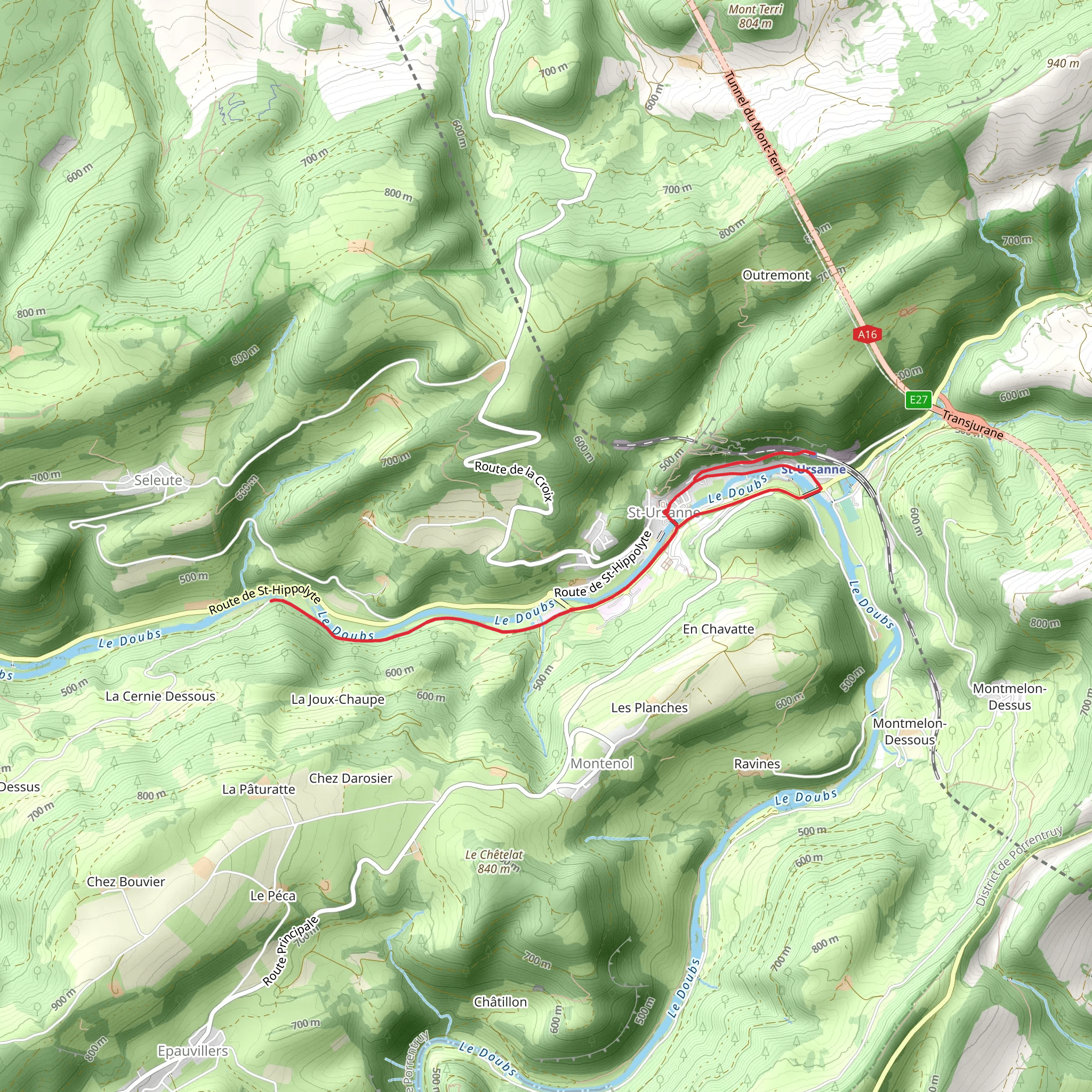 Parcours de St-Ursanne mobile static map