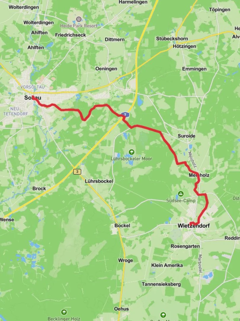 An image depicting the trail Soltau to Wietzendorf Walk and its surrounding area.