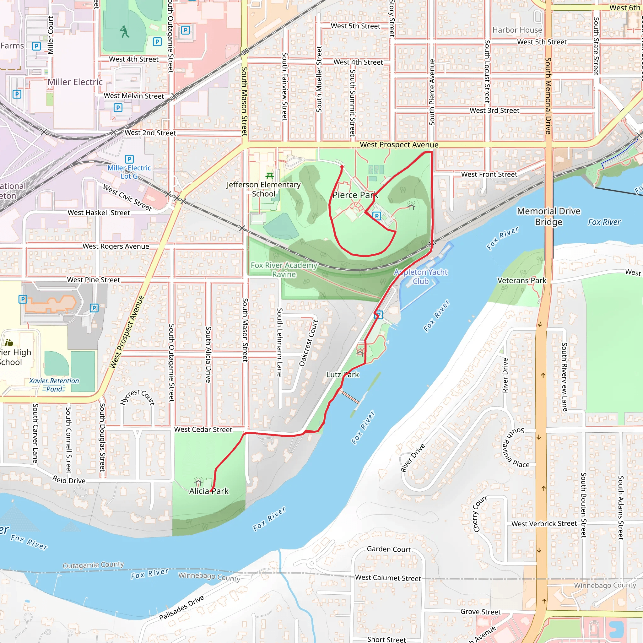Pierce Park to Lutz Park Walk mobile static map