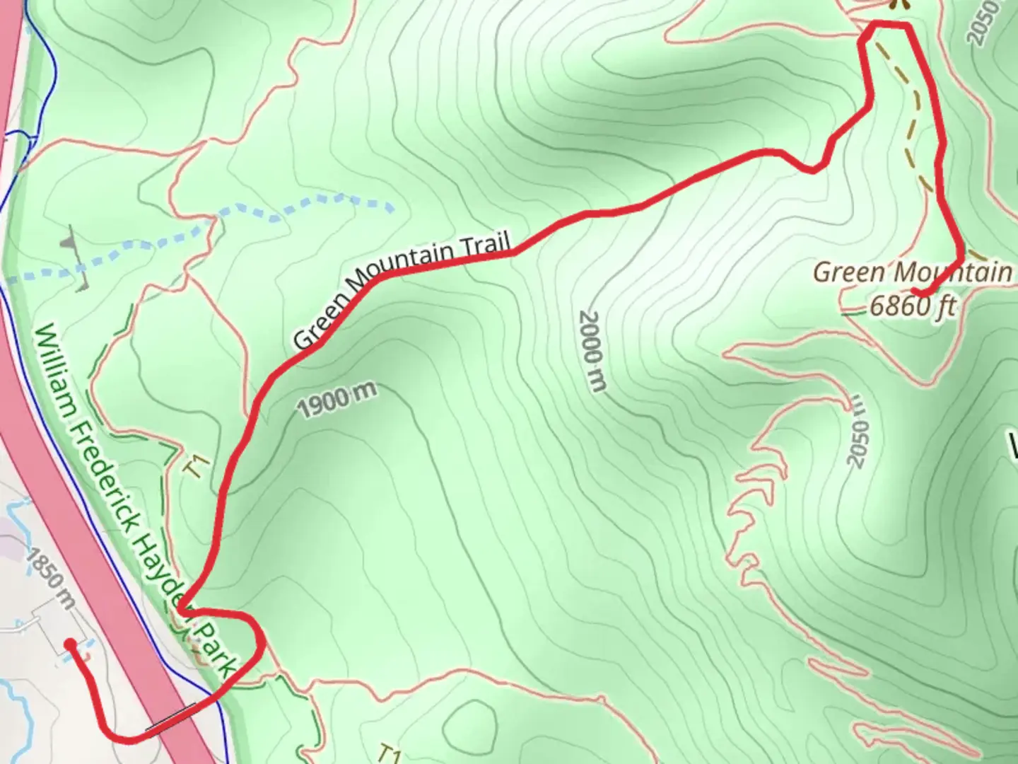 An image depicting the trail Green Mountain Trail and its surrounding area.