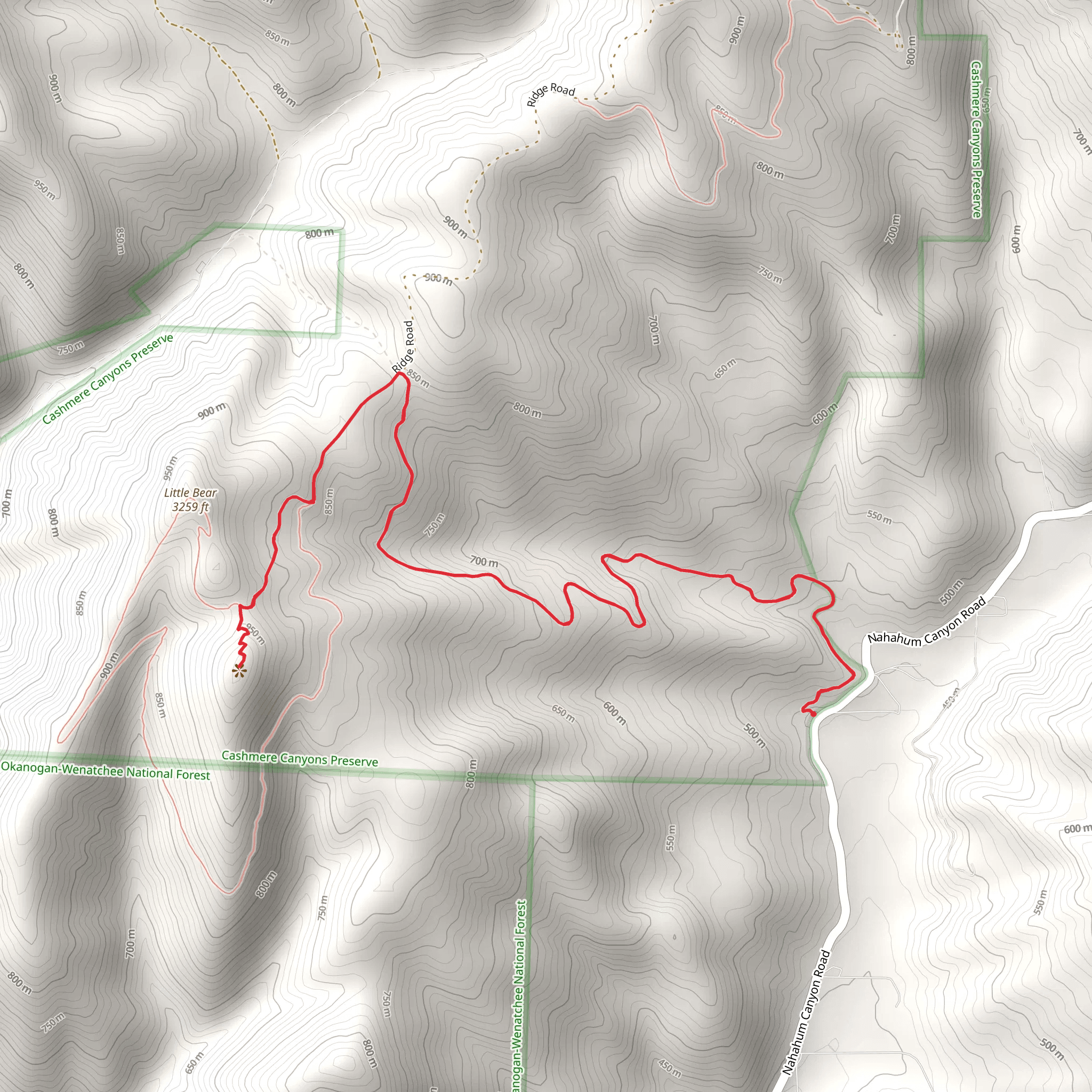 Sunrise Peak via Nahahum Trail mobile static map