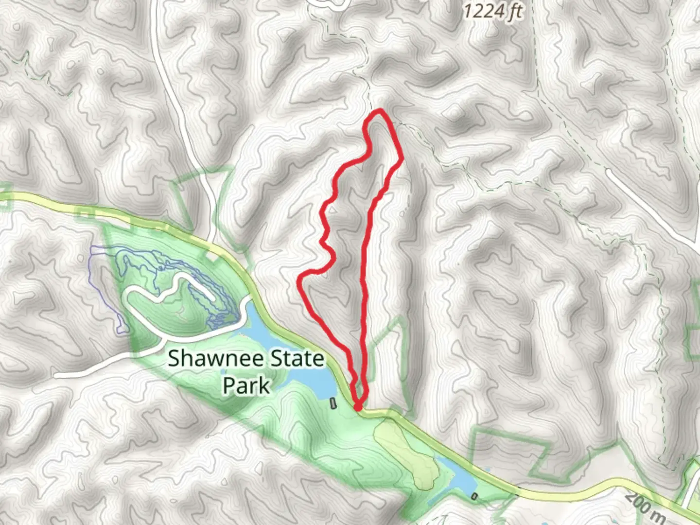 An image depicting the trail Shawnee Day Hike Trail Loop and its surrounding area.