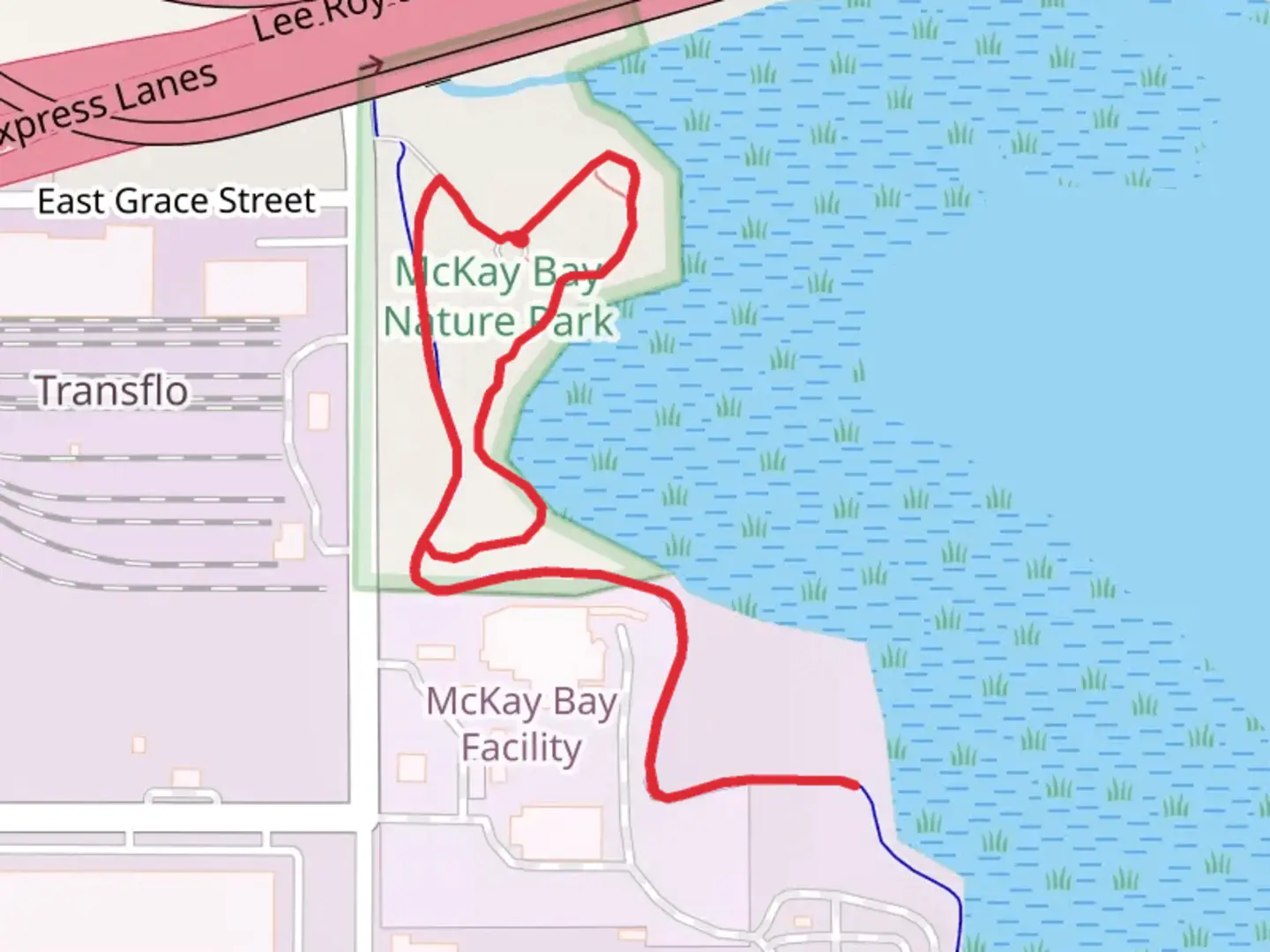 An image depicting the trail McKay Bay Nature Park Loop and its surrounding area.