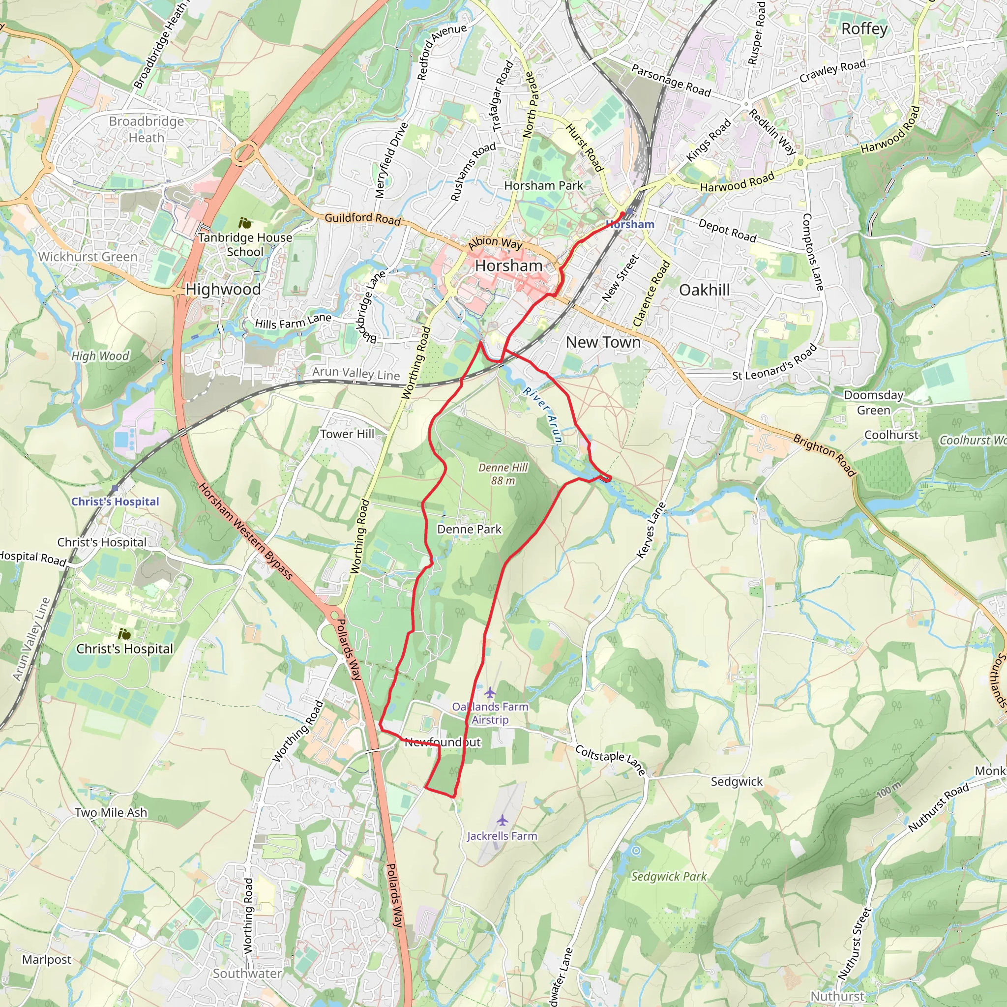 Ups and Downs and Blunts Wood via Barrackfield Walk mobile static map