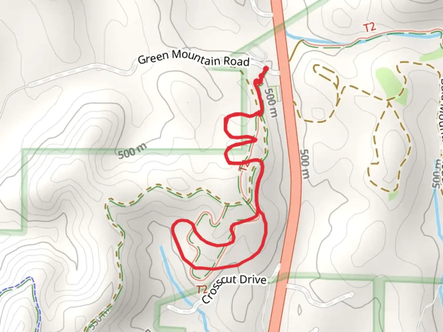 An image depicting the trail Woodlawn Fitness Trail and its surrounding area.
