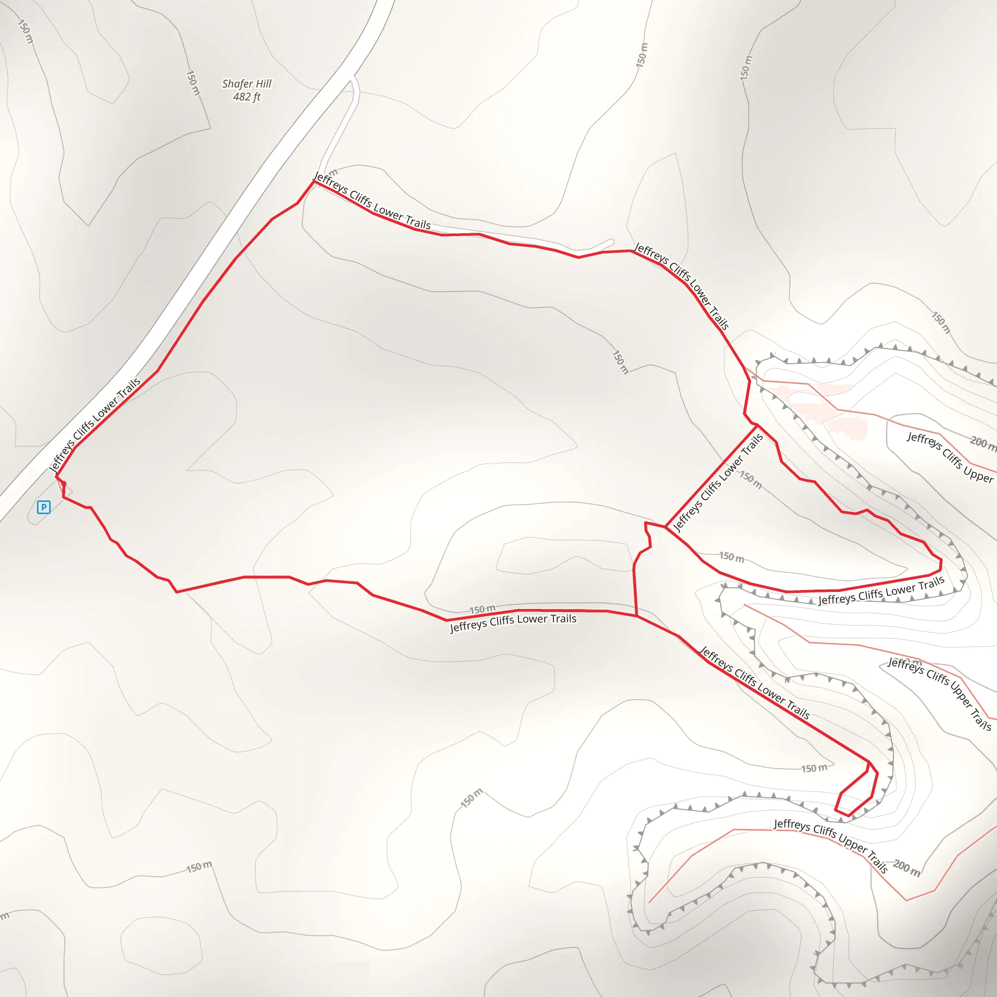 Jeffreys Cliffs Lower Trails Loop mobile static map