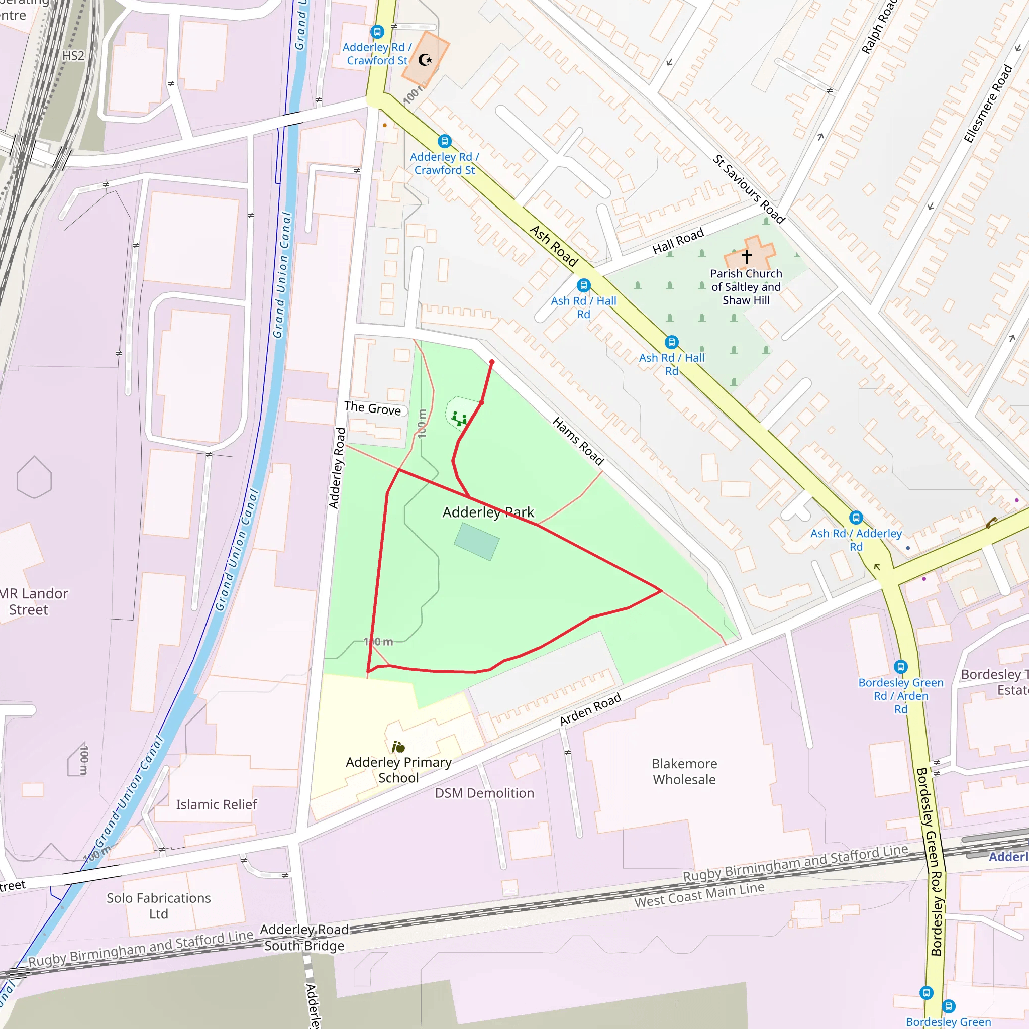 Adderley Park Loop mobile static map