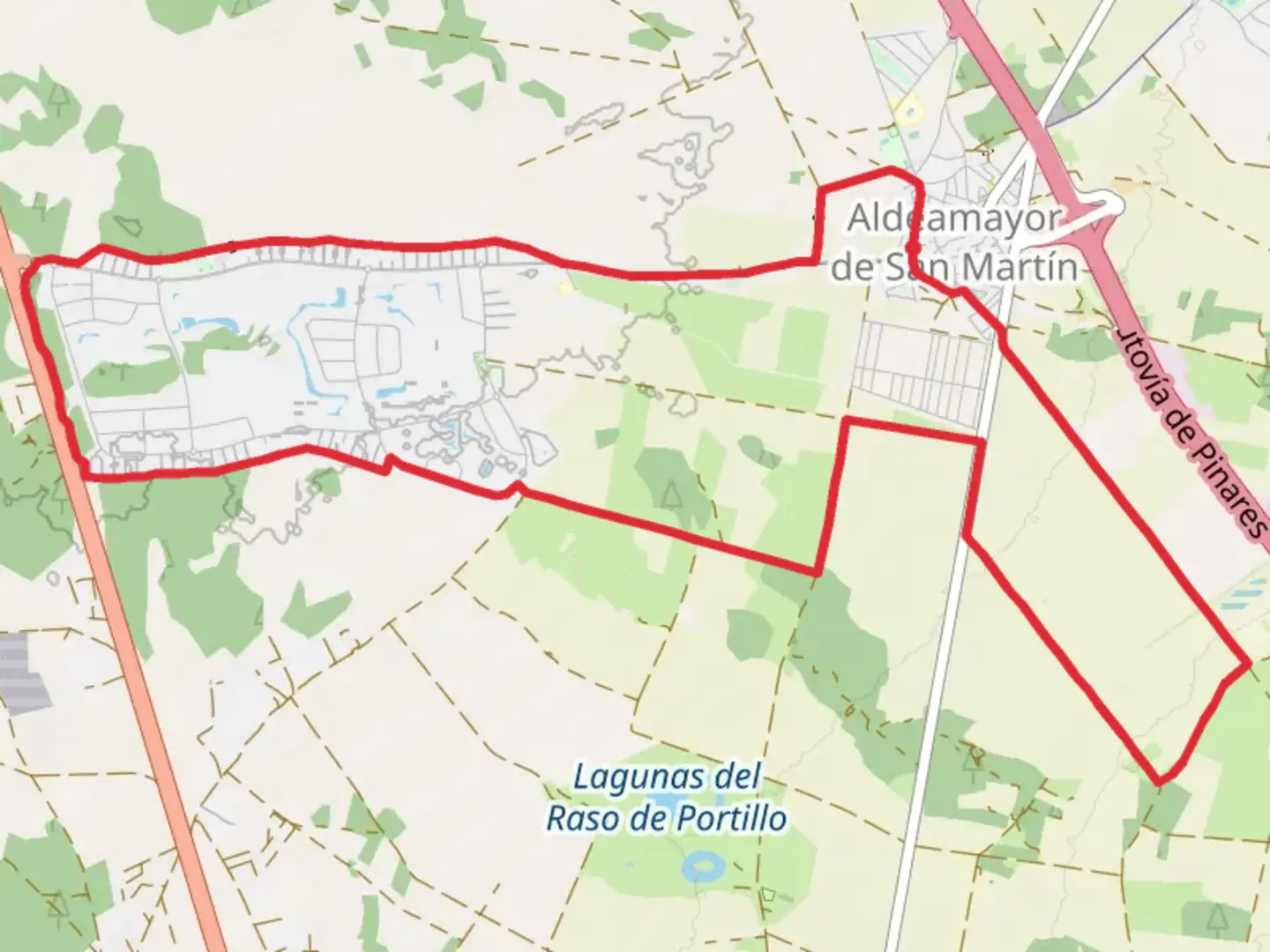 An image depicting the trail Through Fields and Wetlands PR VA 28 and its surrounding area.