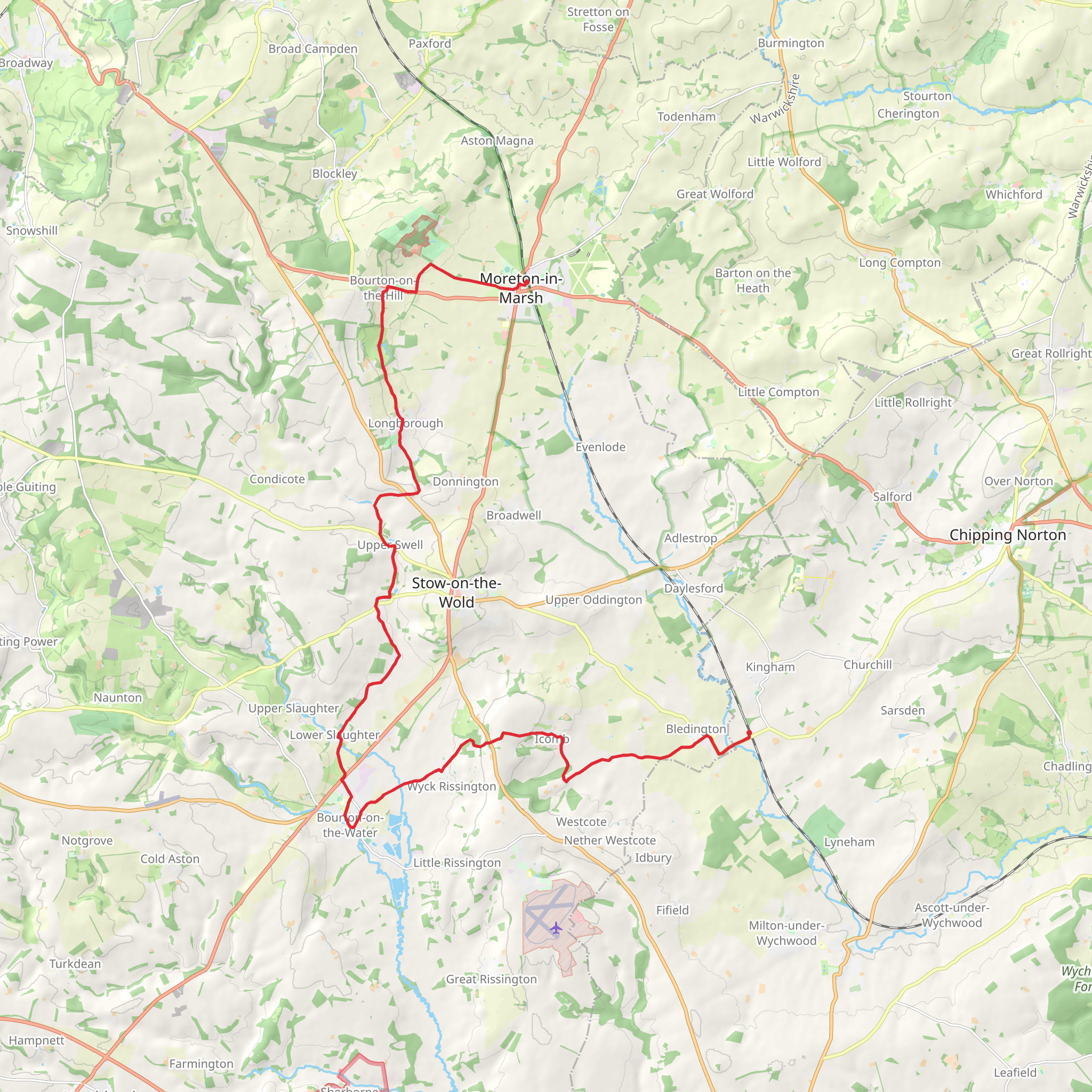 The Duckery and The Grove Loop via Heart of England Way mobile static map