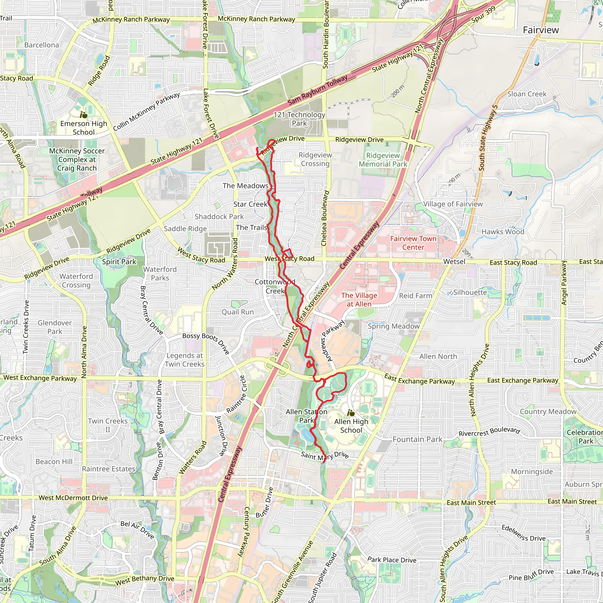 Allen Station Park, Heritage Village Park and Cottonwood Creek Walk mobile static map