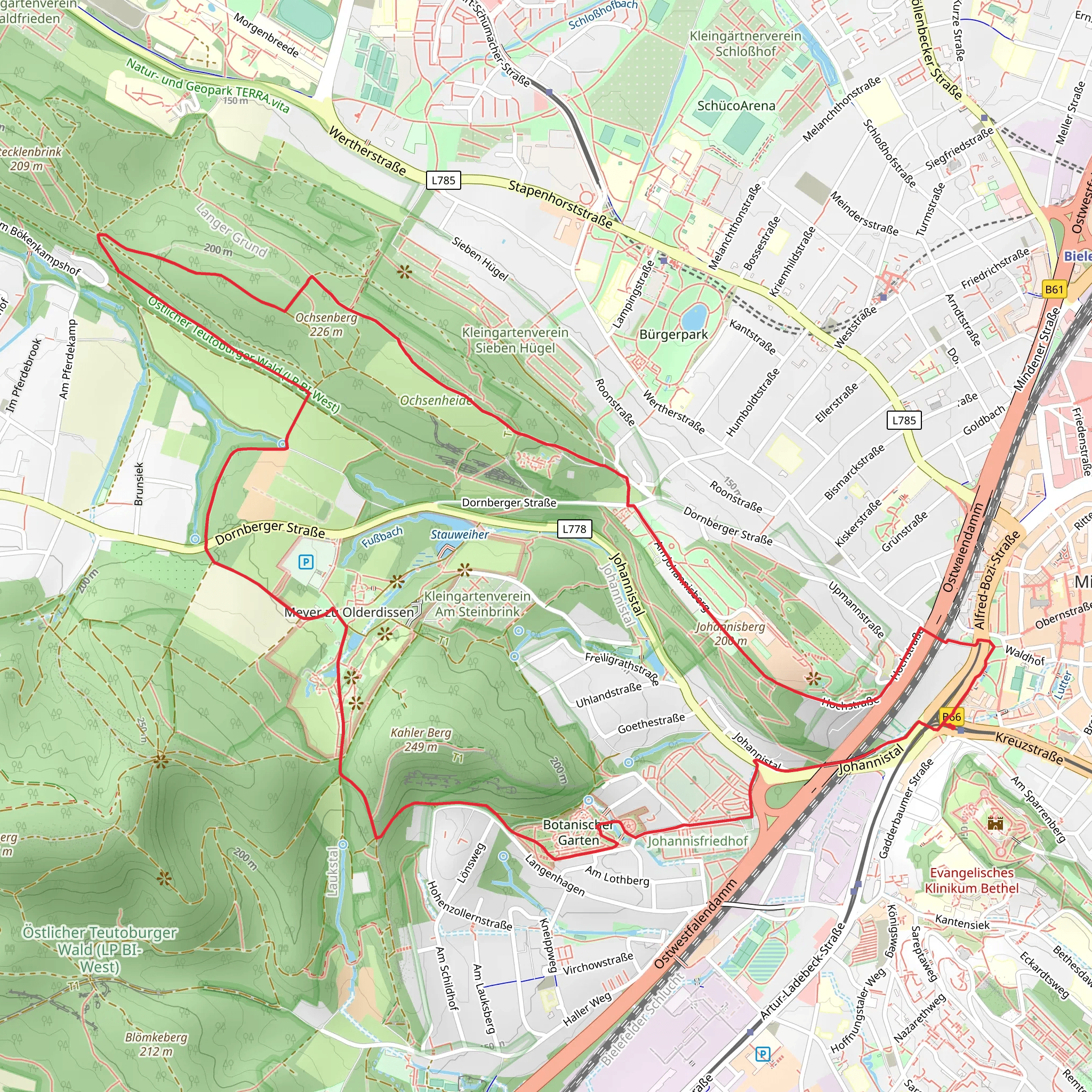 Oberer Teich via Huegelland Weg mobile static map