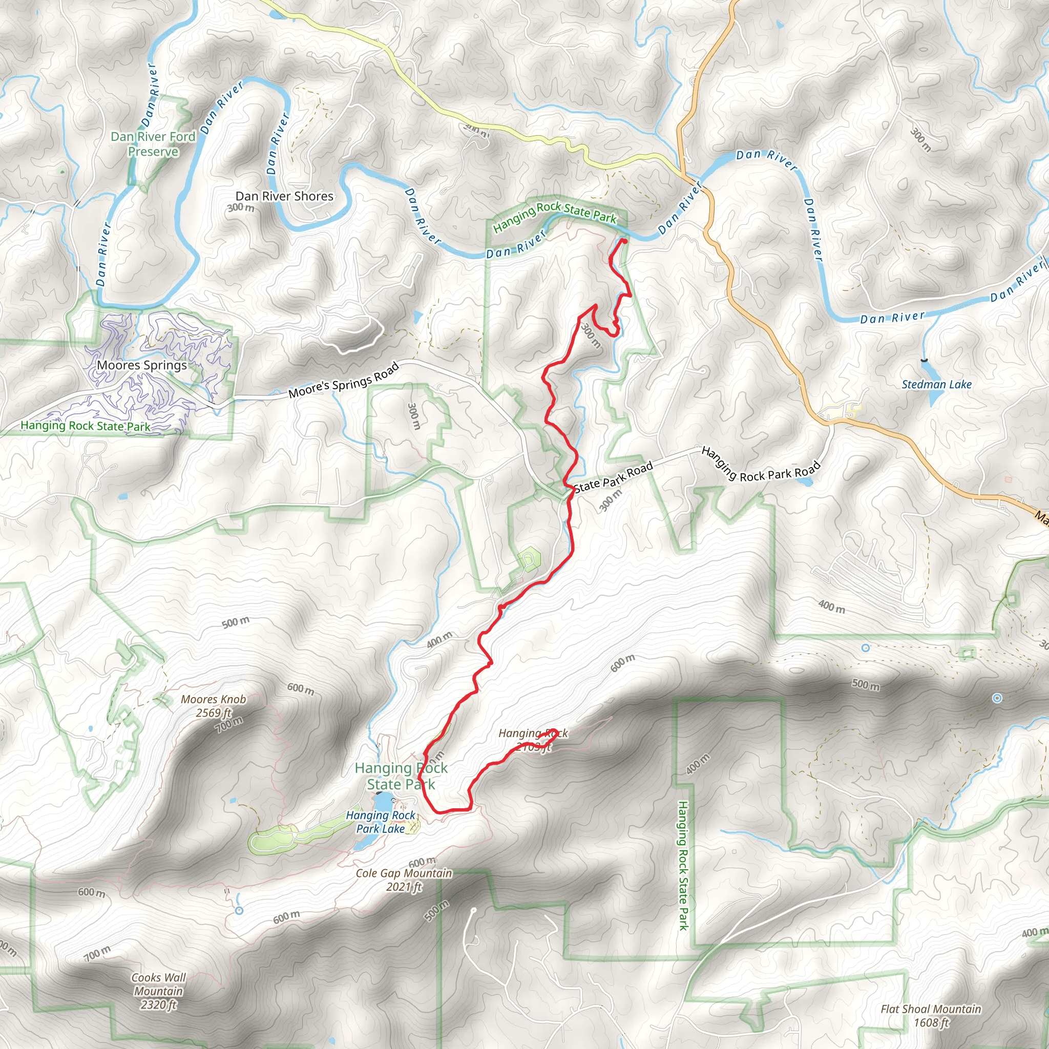 Hanging Rock via Indian Creek Trail mobile static map
