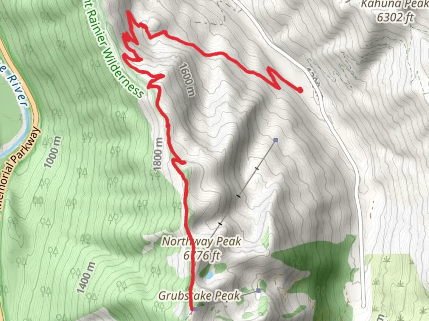 An image depicting the trail Crystal Mountain North and its surrounding area.