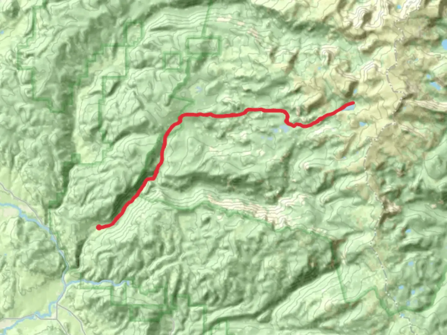 An image depicting the trail Luna Lake via Swamp Park Trail and its surrounding area.