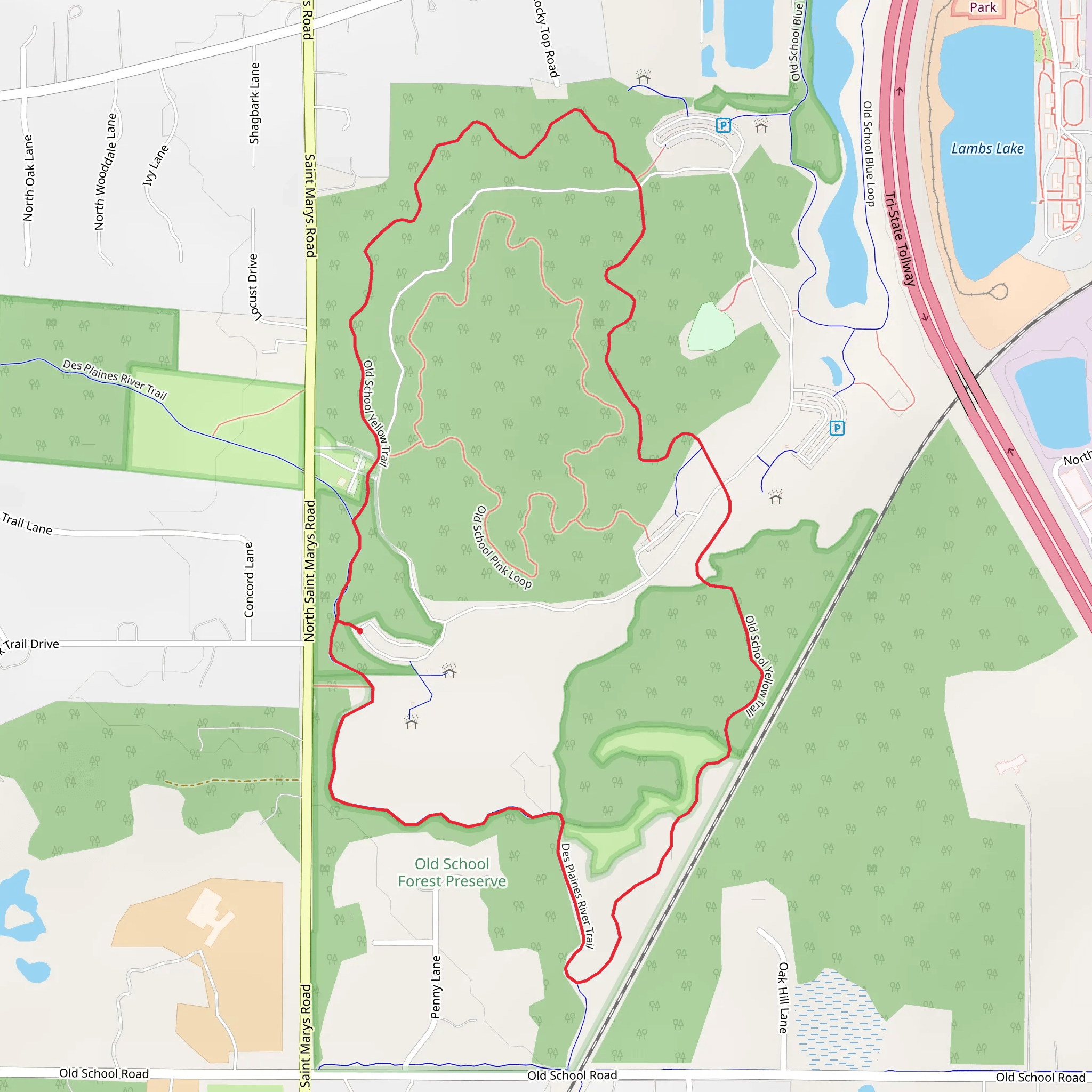Old School Forest Preserve Loop mobile static map
