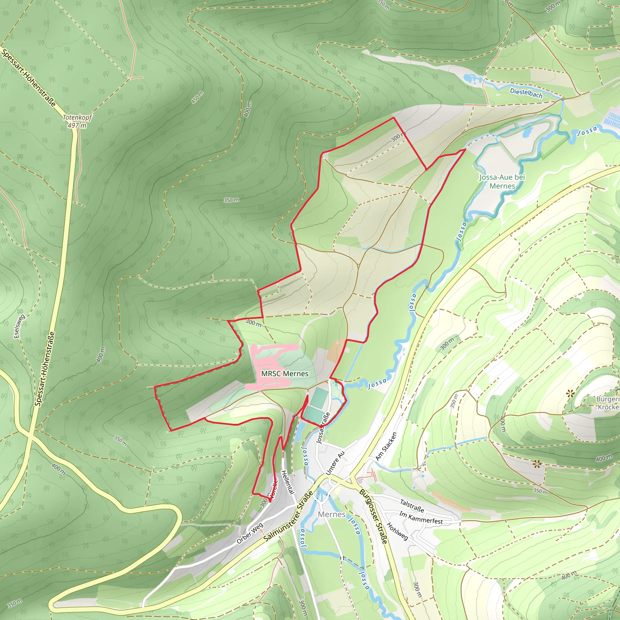 Jossablick and Barfusspfad Loop mobile static map