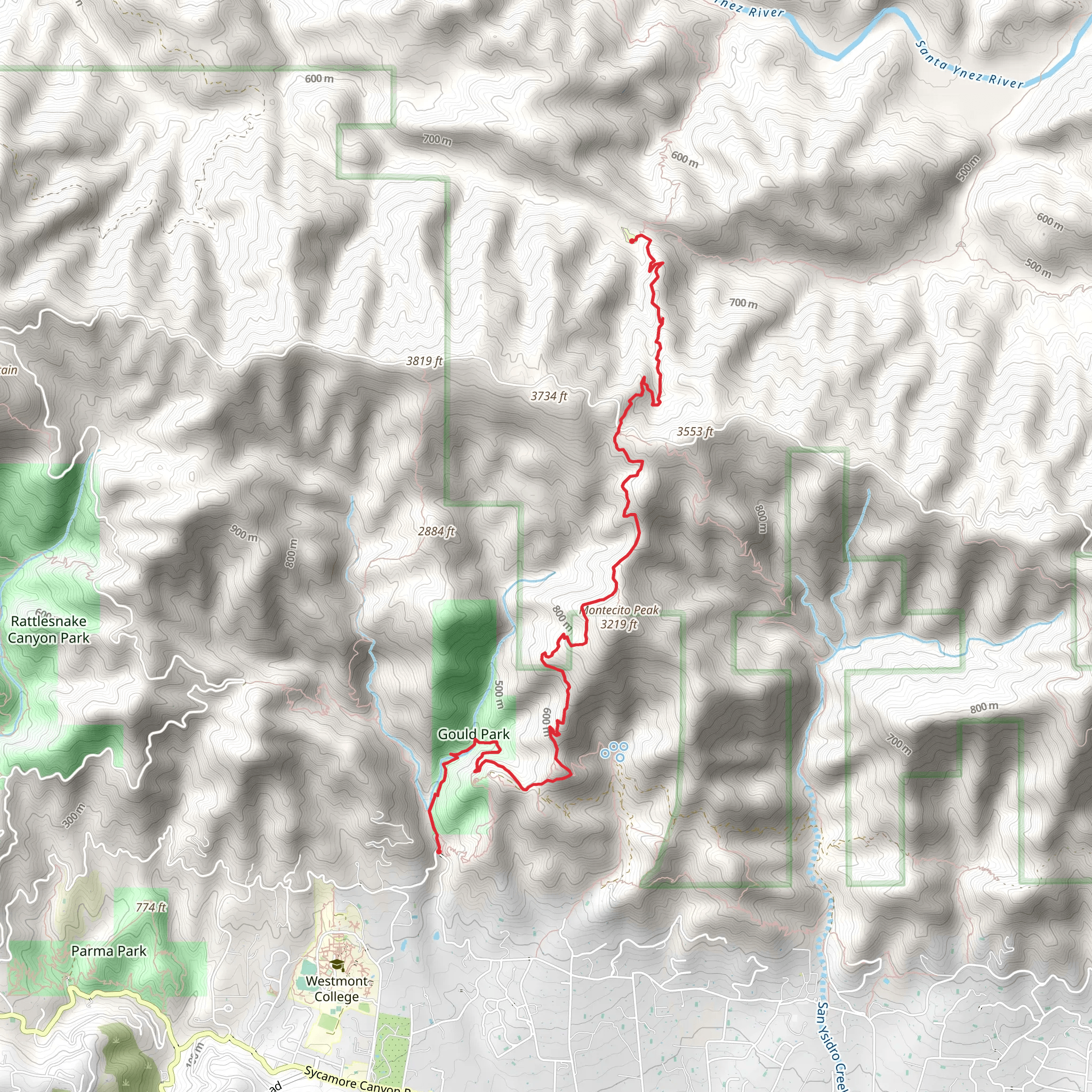 Forbush Flat Camp and Cold Spring Saddle via East Fork Cold Spring Trail mobile static map